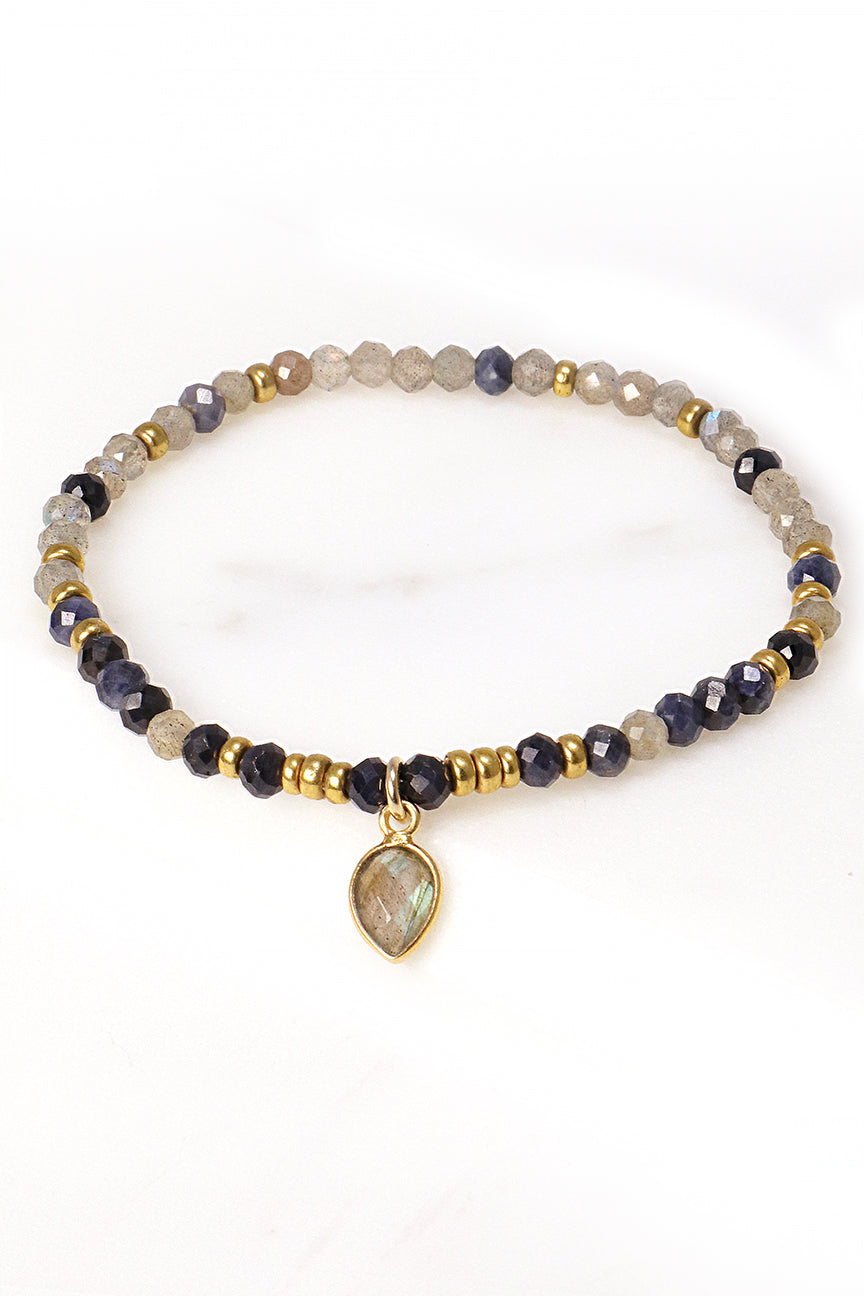 Sapphire Labradorite Charm Bracelet