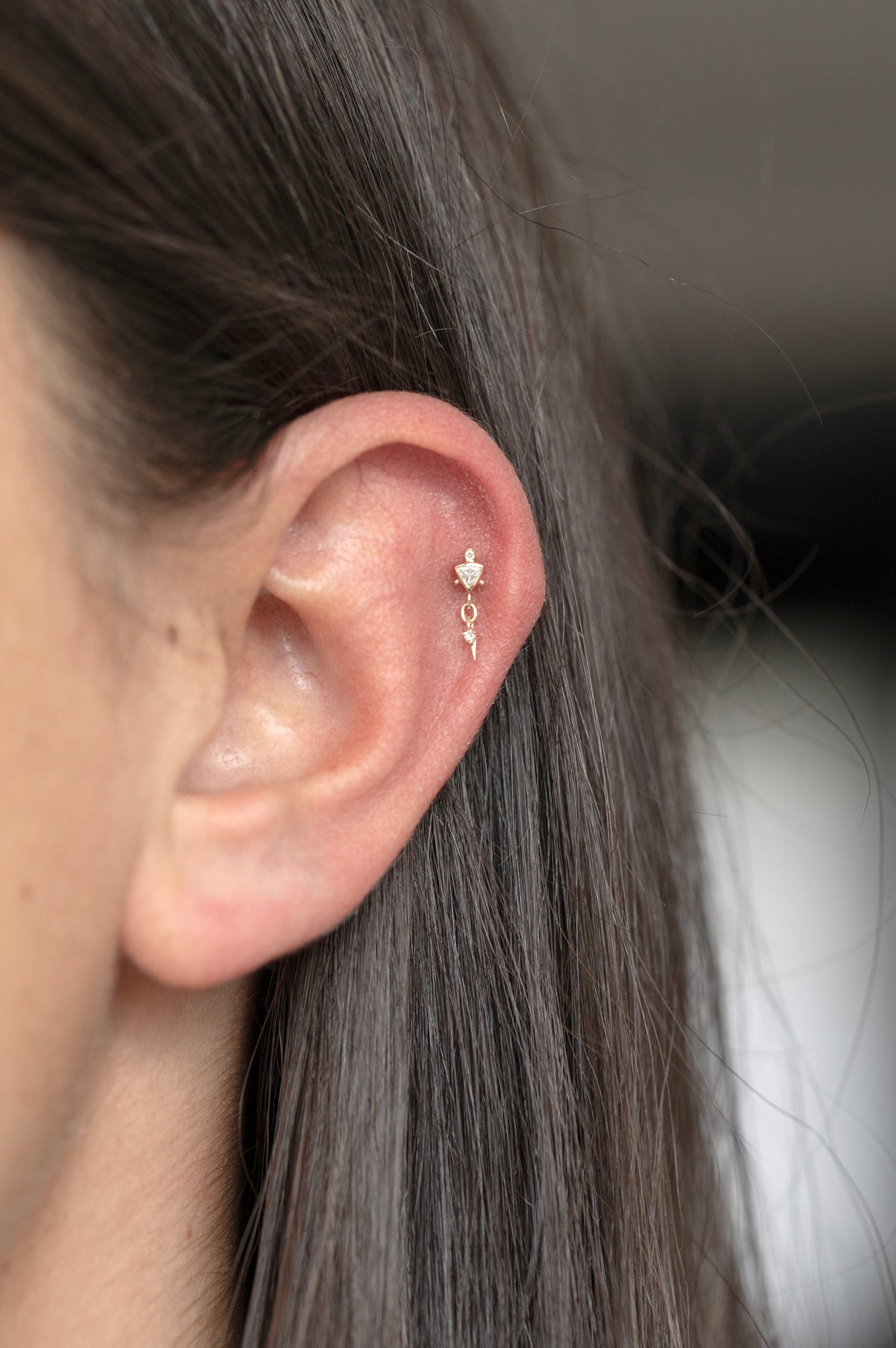Diamond Triangle Stud Earring