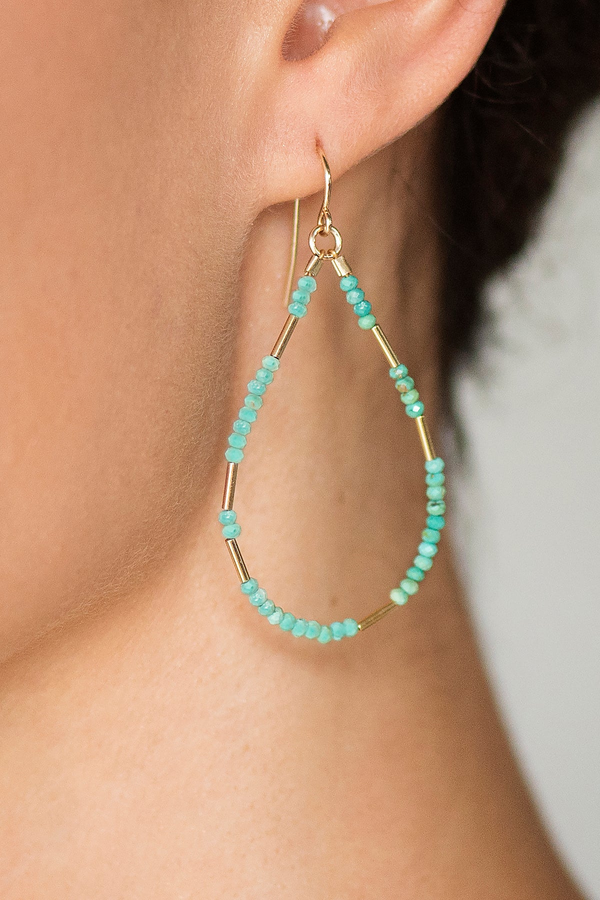 Turquoise Liquid Gold Hoops