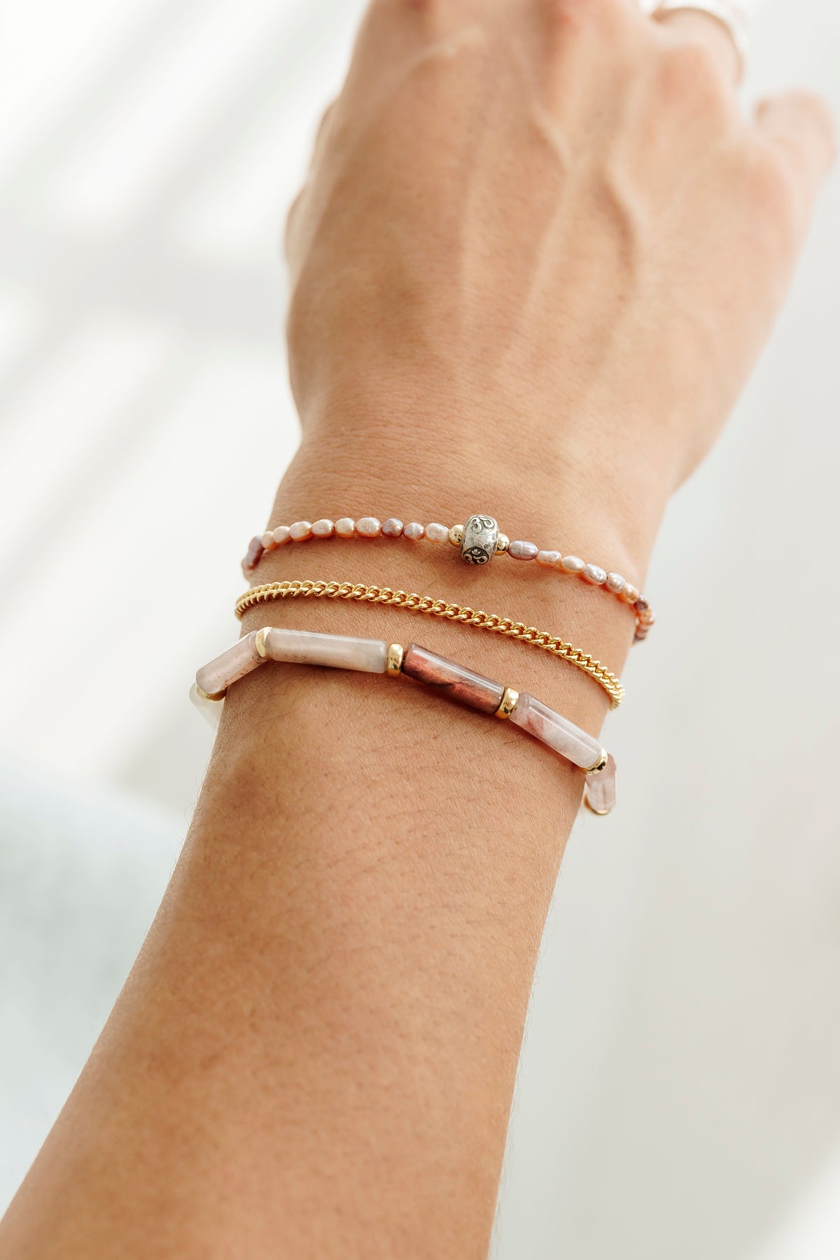 Blush Pearl Om Bracelet