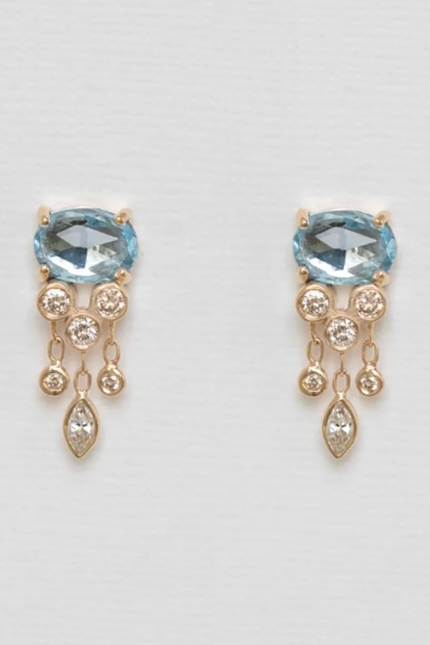 Aquamarine & Diamond Jellyfish Earring