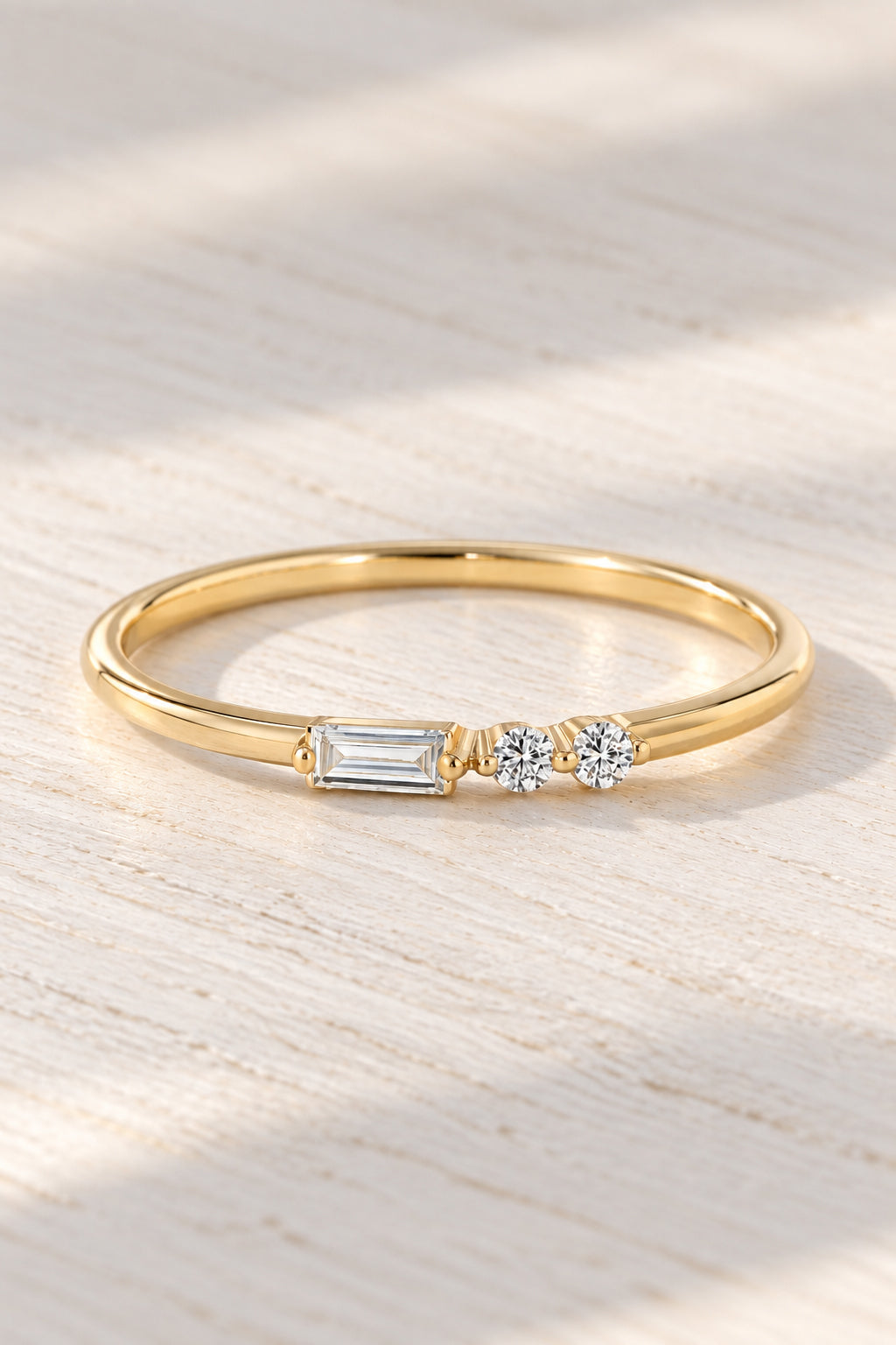 Baguette & Round Lab Diamond Stacking Ring