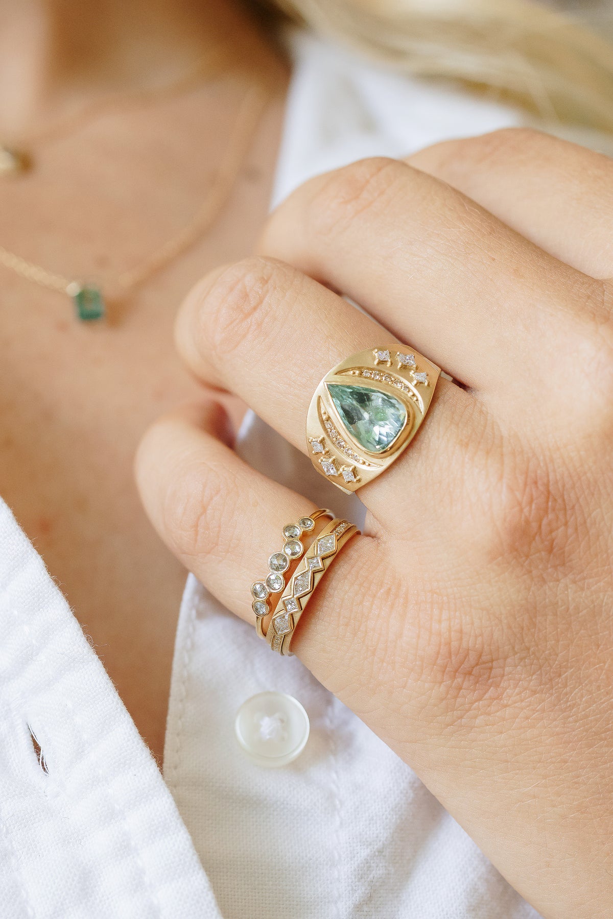 Aqua Tourmaline and Diamonds Ring