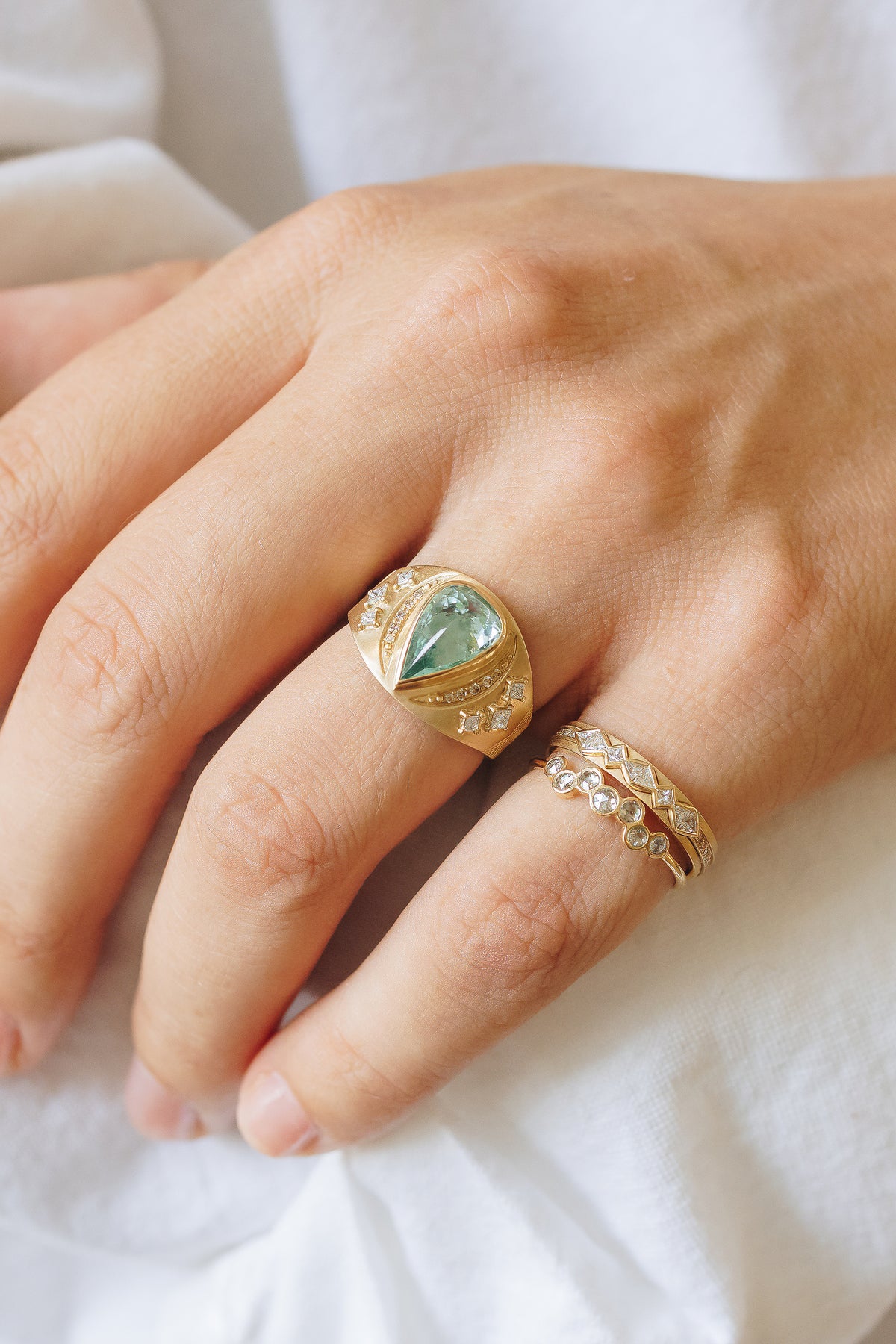 Aqua Tourmaline and Diamonds Ring