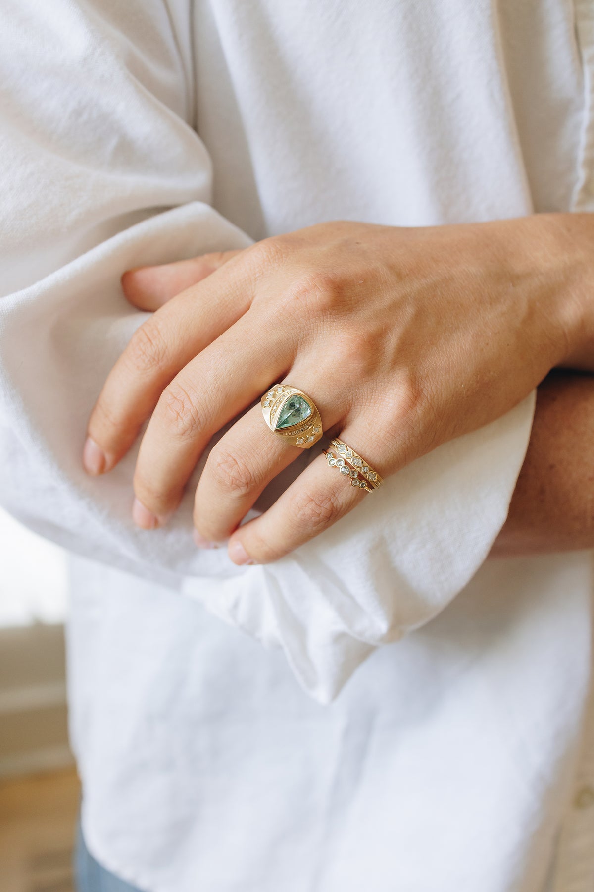 Aqua Tourmaline and Diamonds Ring