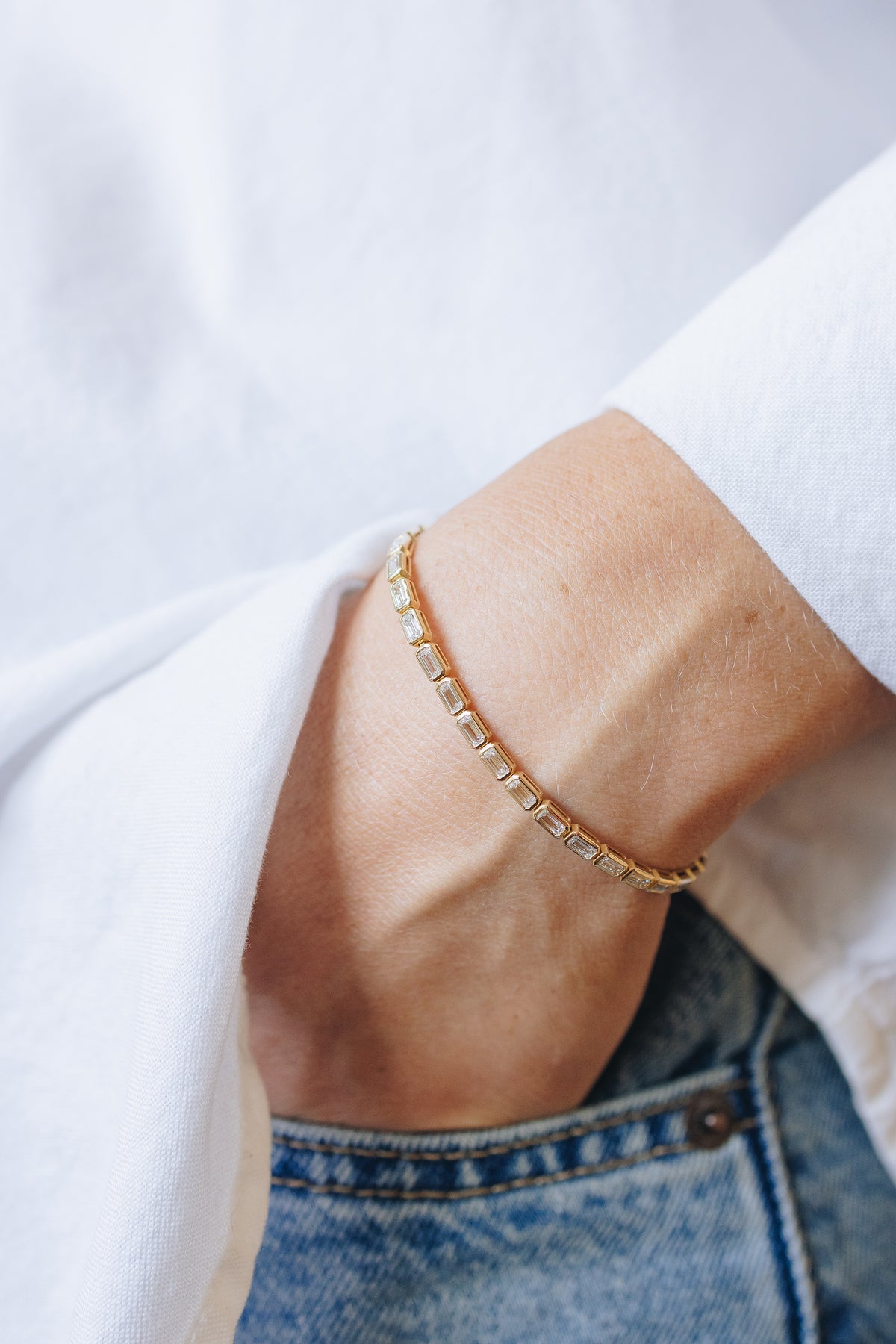Emerald Cut Lab Diamond Tennis Bracelet