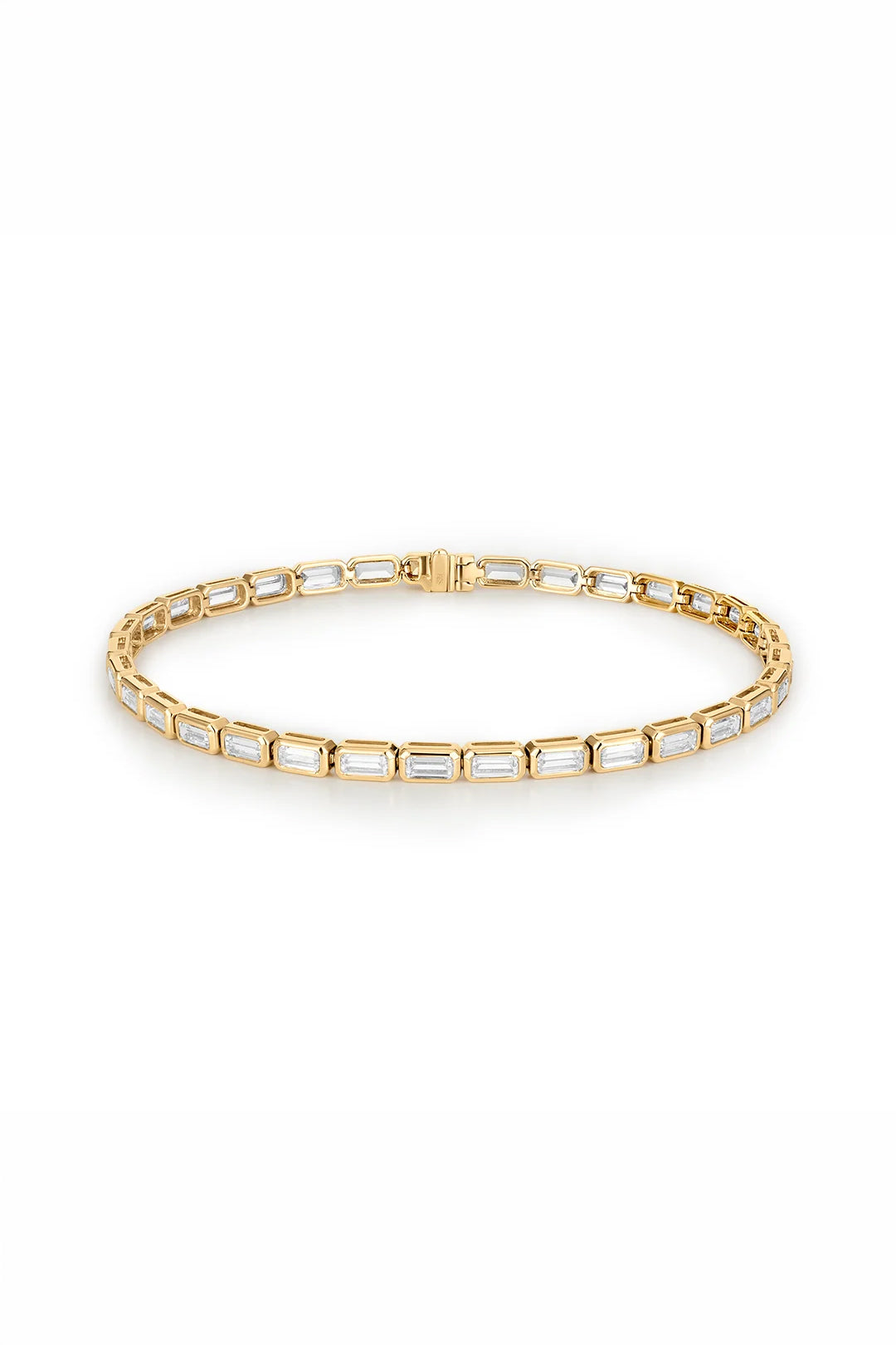 Emerald cut lab diamond tennis bracelet in 14K yellow gold