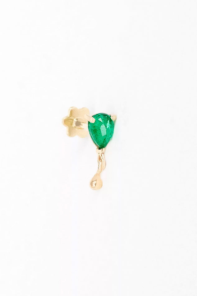 Emerald Pear & Dangling Flatback Stud