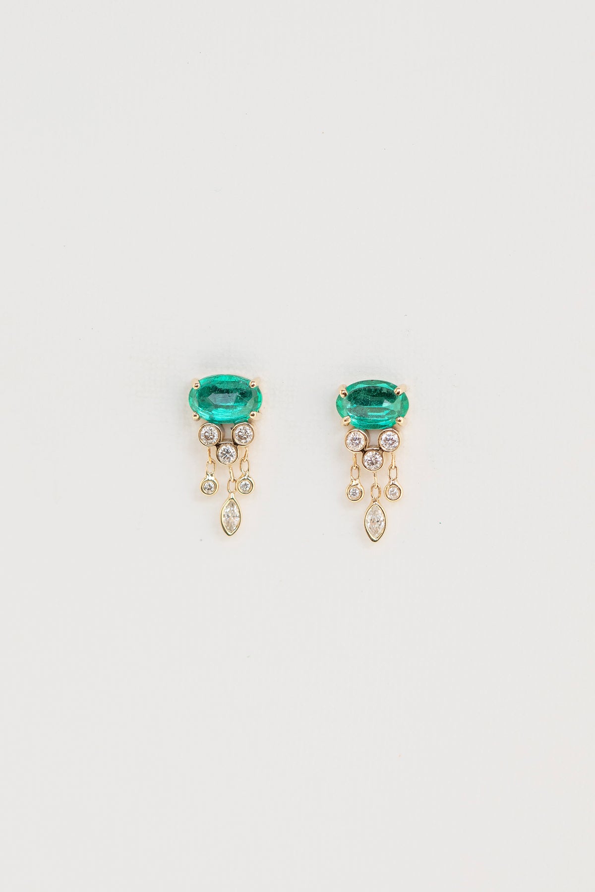Céline Daoust marquise moonstone and diamond french hook earrings in solid 14k yellow gold