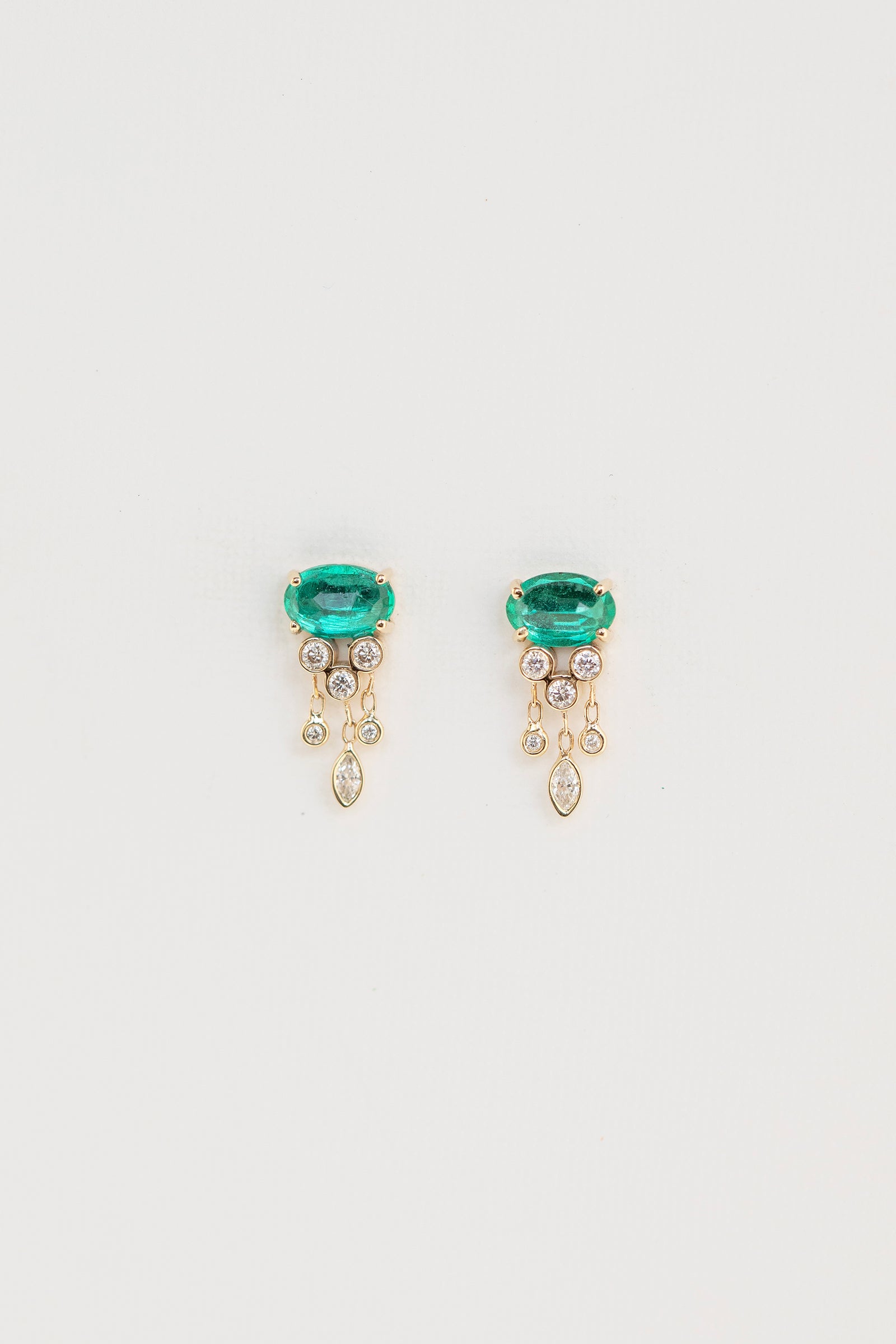 Céline Daoust marquise moonstone and diamond french hook earrings in solid 14k yellow gold