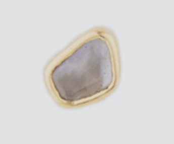 Grey diamond slice single earring in 14k yellow gold by Celine Daoust.