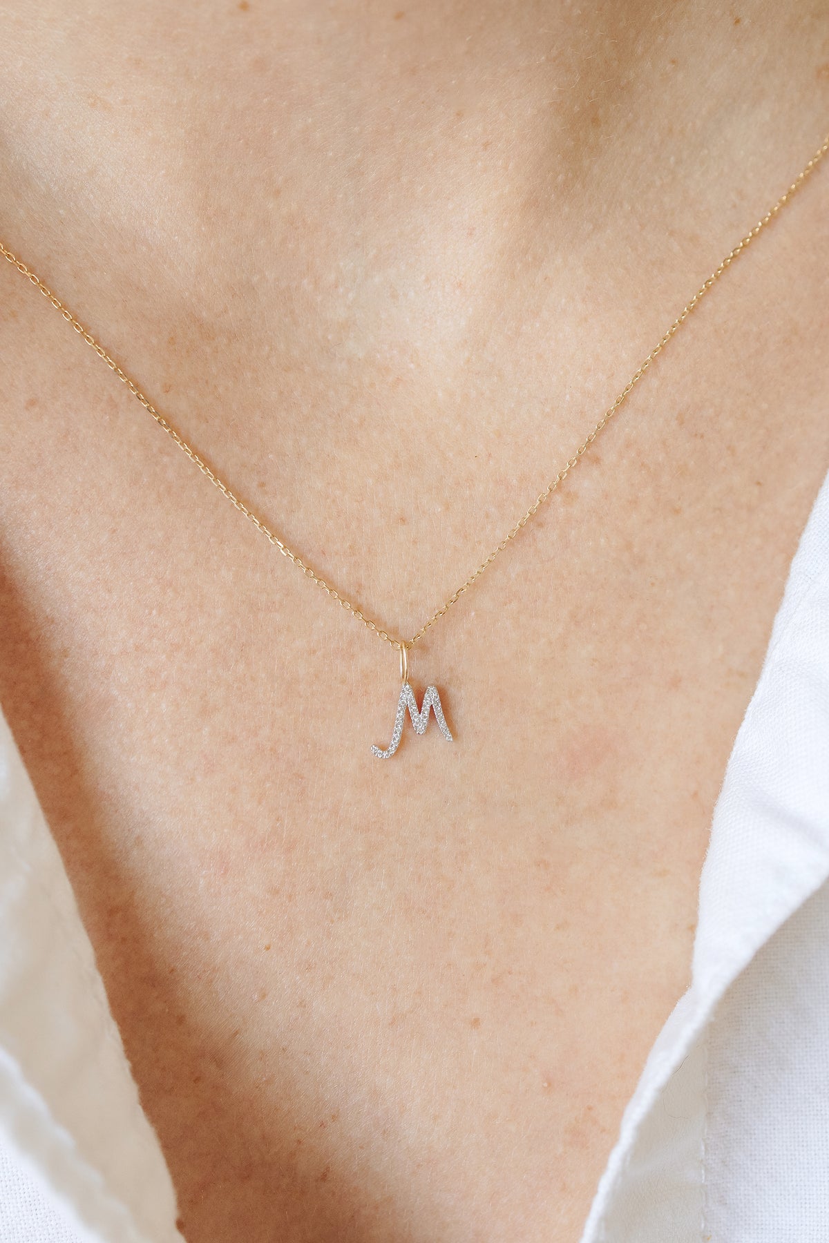 Pavé Diamond Initial Necklace
