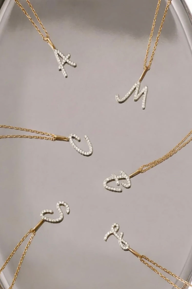 Pavé Diamond Initial Necklace