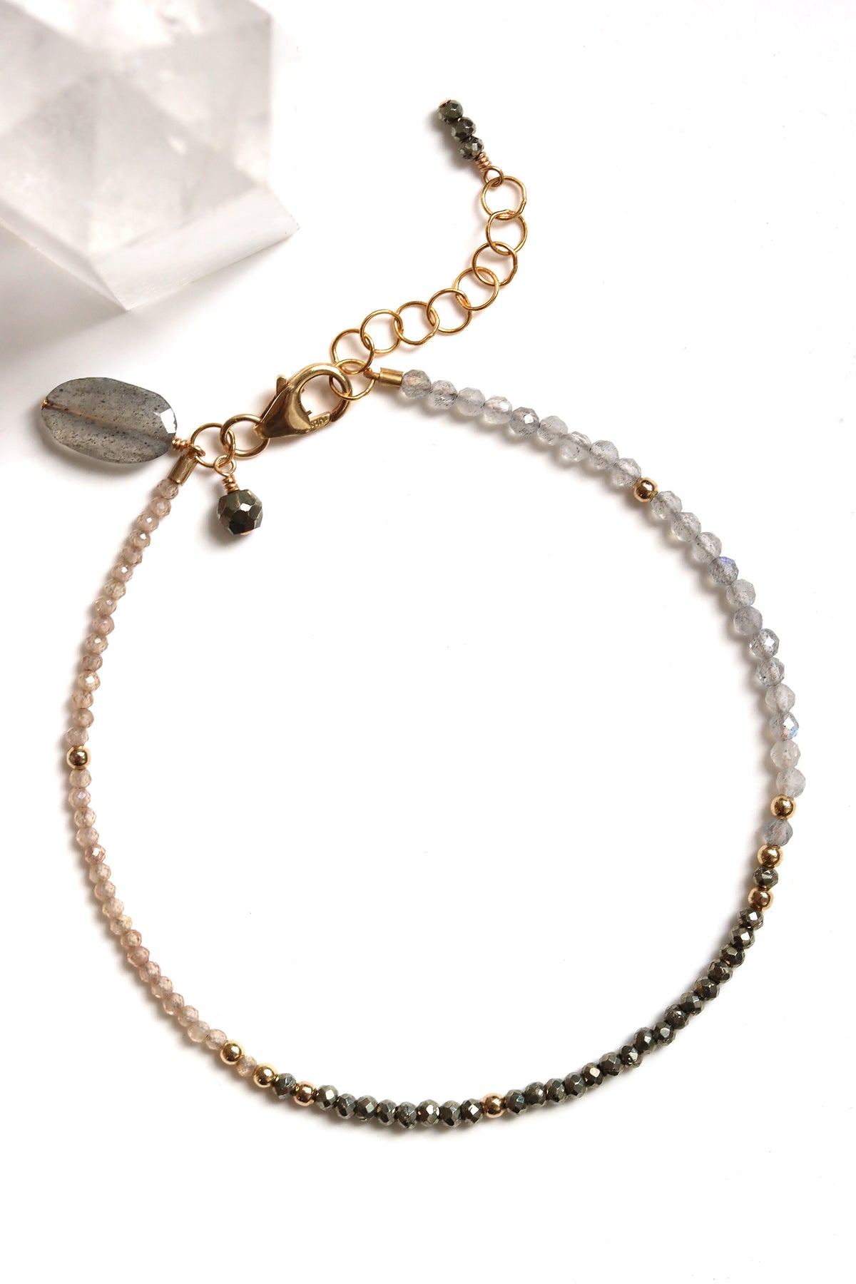 Labradorite, Pyrite and Zircon Bracelet