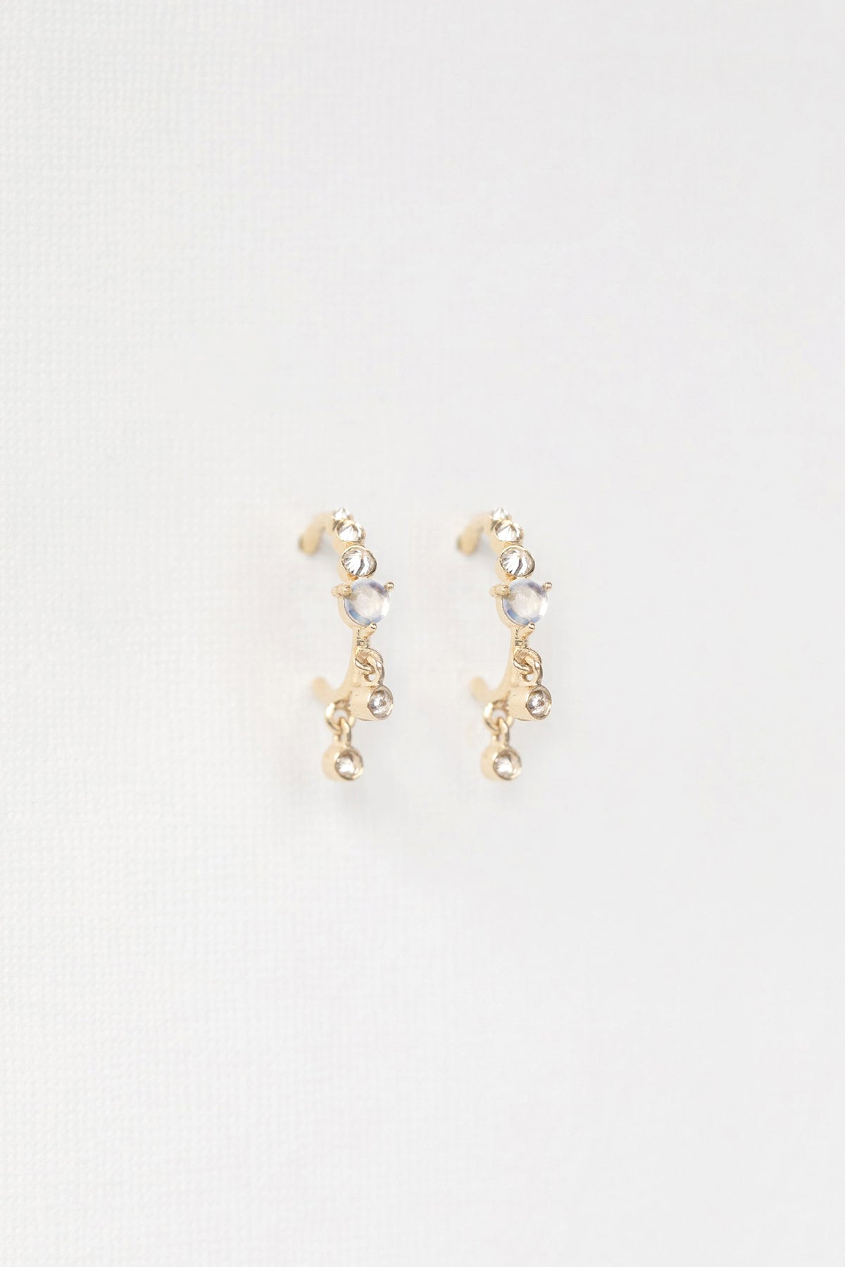 Celine Daoust Moonstone & Dangling Diamond Hoop Earrings