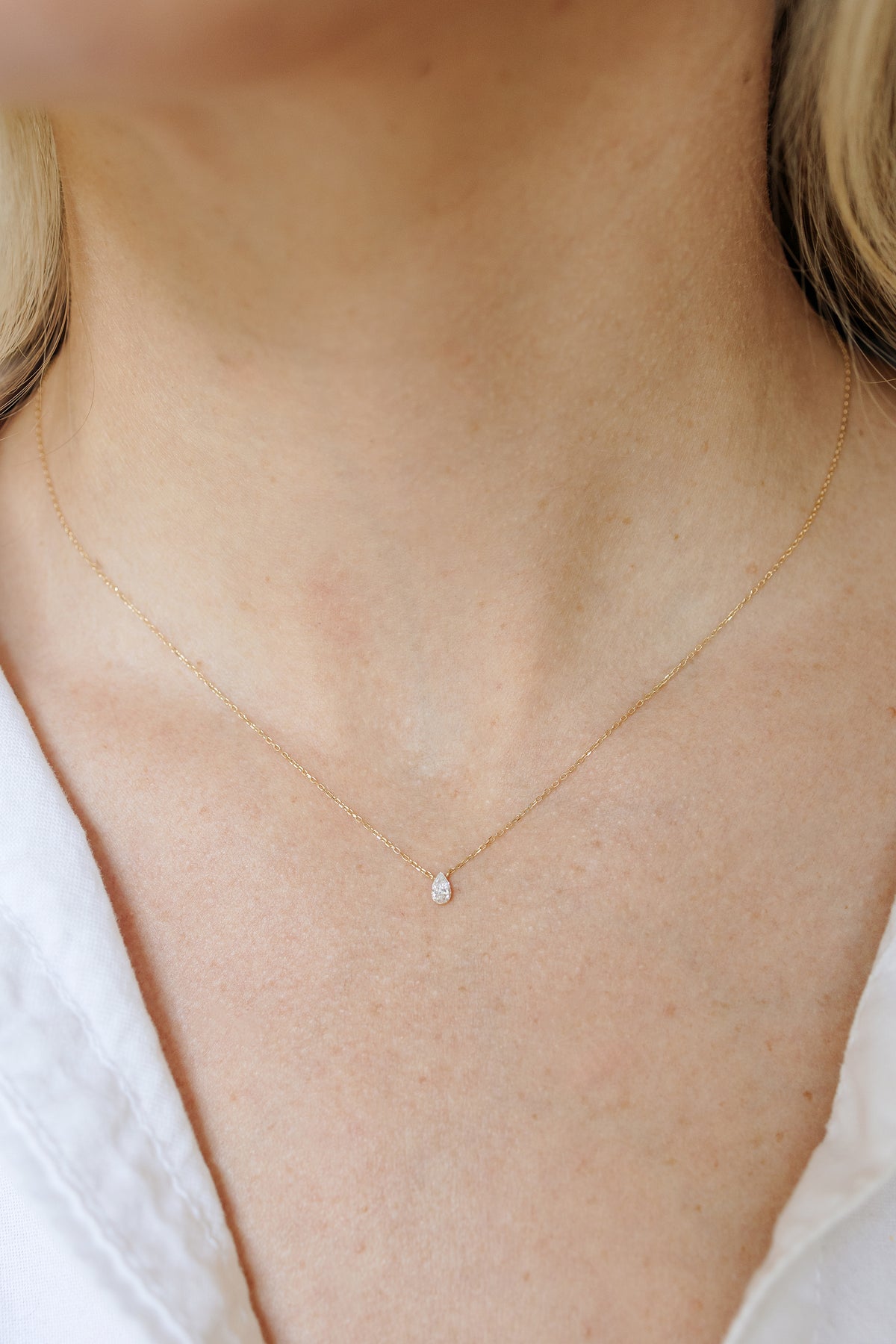 Invisible-Set Pear Lab-Grown Diamond Necklace
