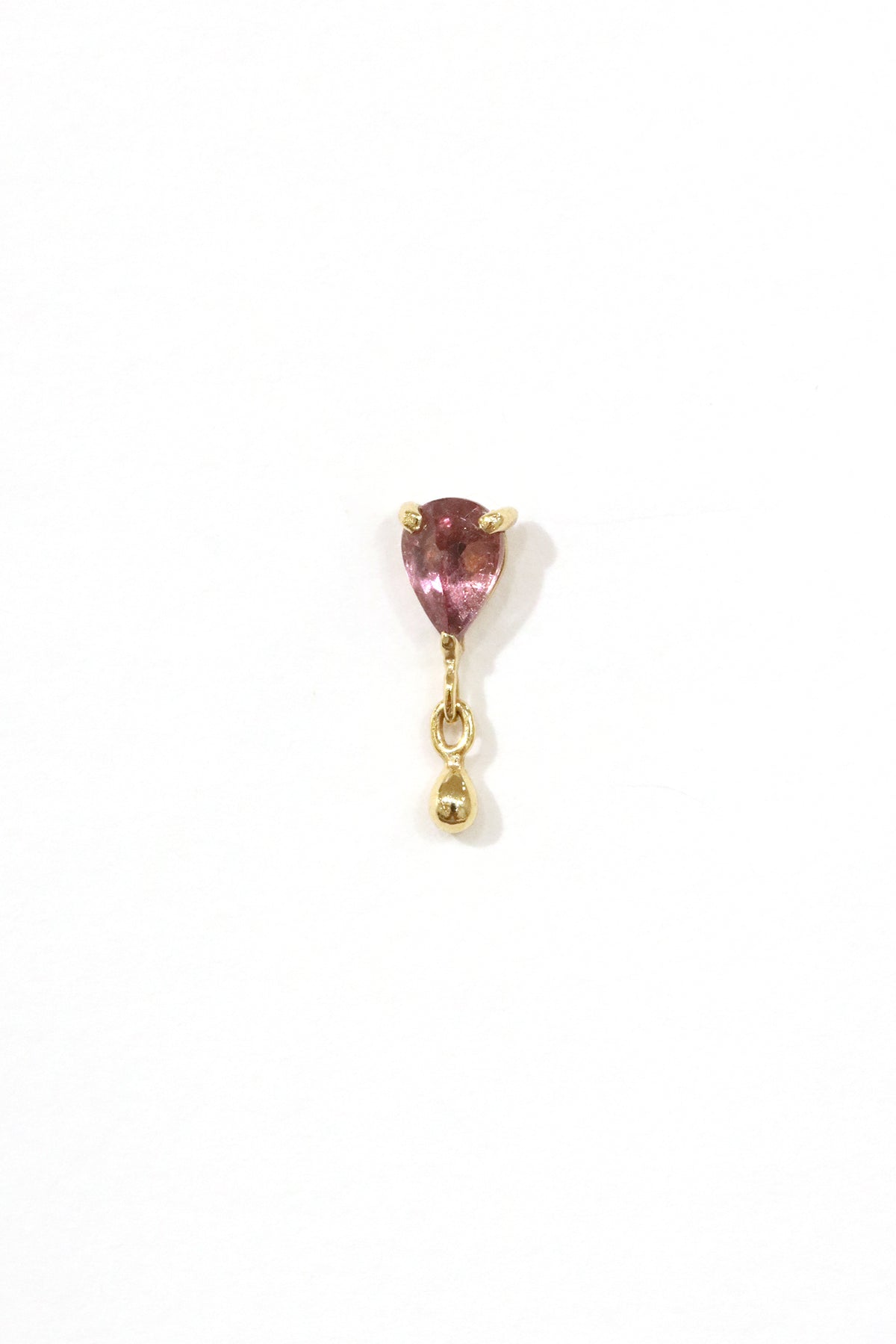 Pink Tourmaline Pear Flatback Stud