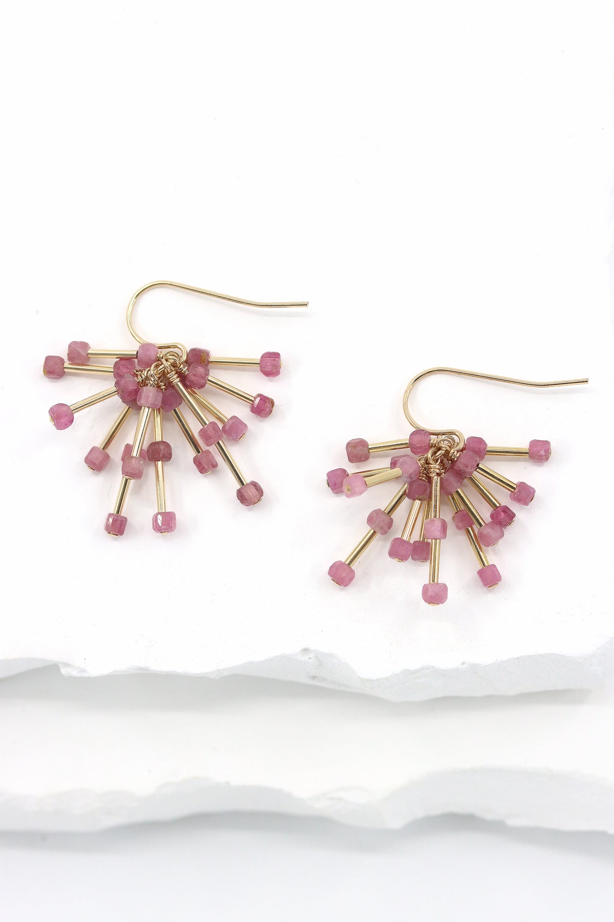 Pink Tourmaline Starburst Earrings