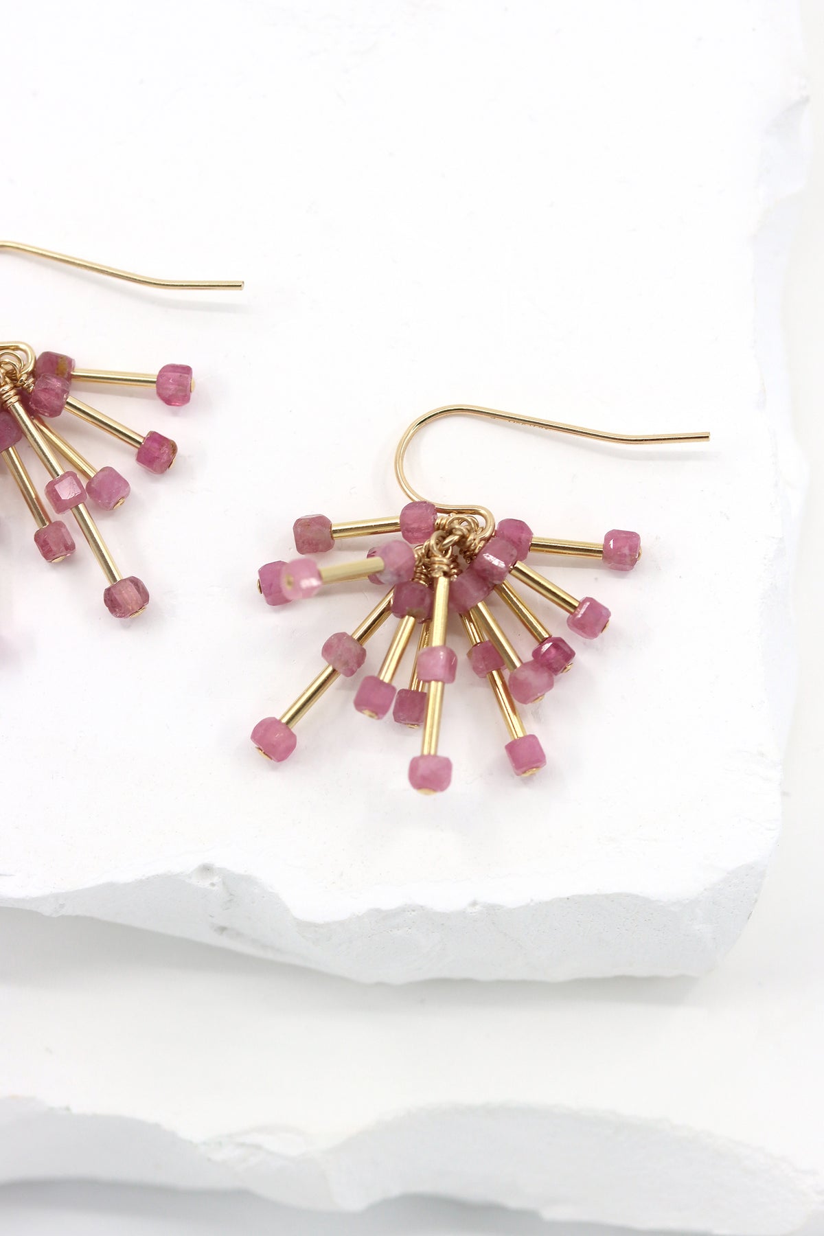 Pink Tourmaline Starburst Earrings