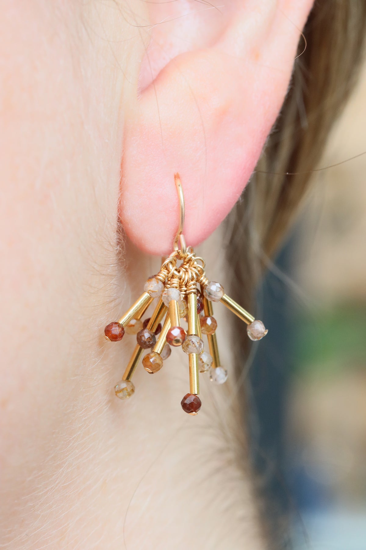 Chocolate Zircon Starburst Earrings