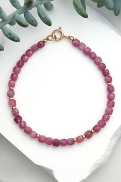 【Ruby】ソルベトーンクォーツのゴムブレスレット ルビー×ダイヤモンド K18/K10ブレスレット・リゼッテ