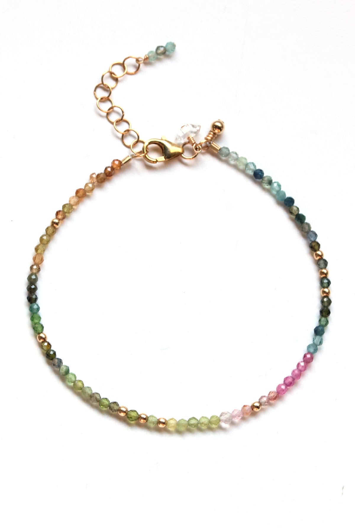 Rainbow Tourmaline Charm Bracelet
