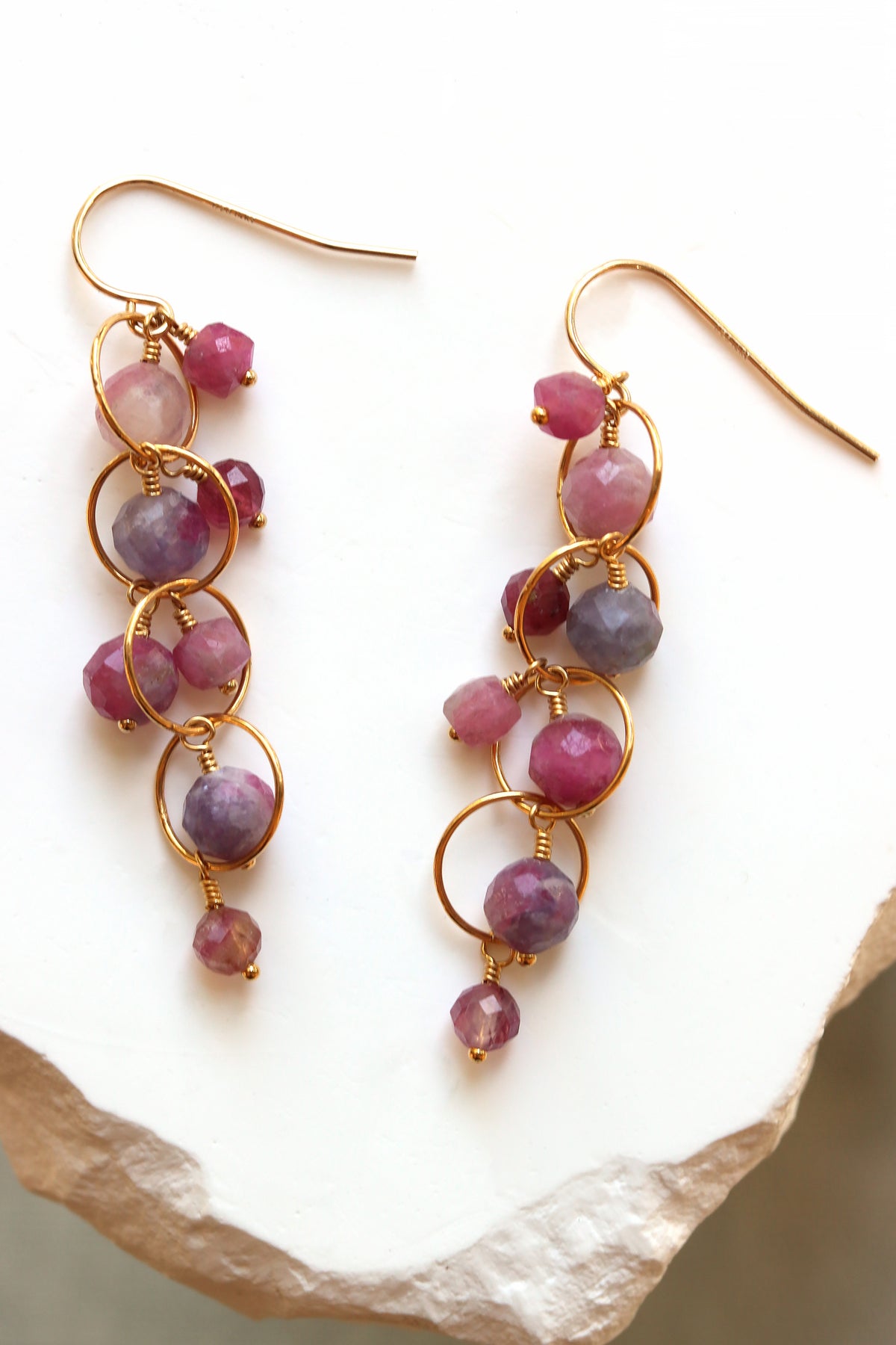 Pink Tourmaline Cluster Earrings