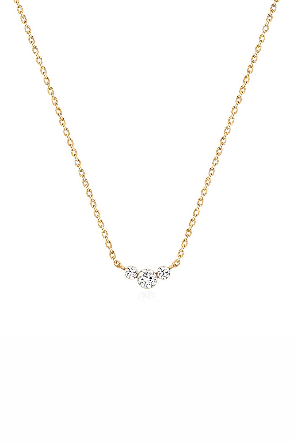 Trio lab diamond pendant necklace in 14K yellow gold