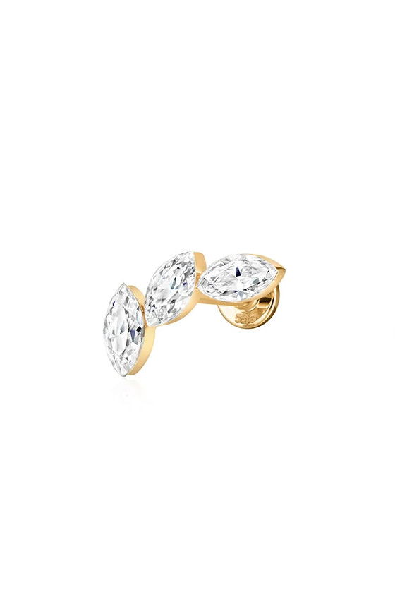 Afflora Triple Marquise Lab Diamond Threaded Stud