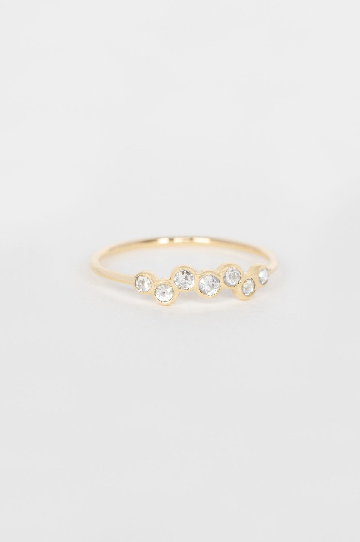 Twisted champagne diamond ring in 14k yellow gold by Celine Daoust.