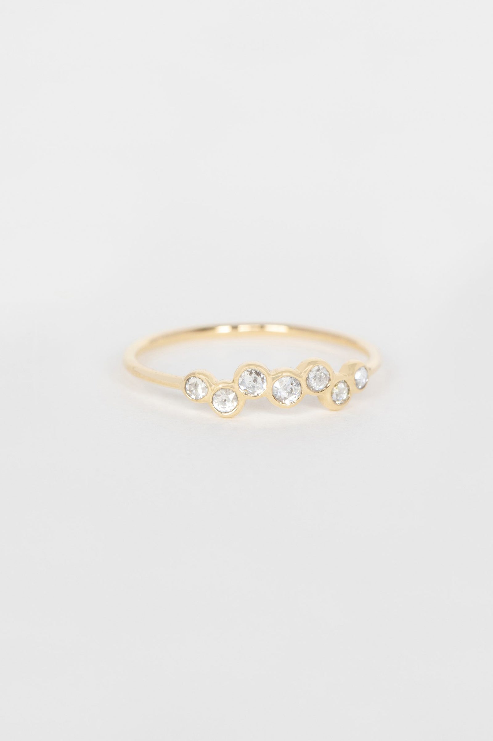 Twisted champagne diamond ring in 14k yellow gold by Celine Daoust.
