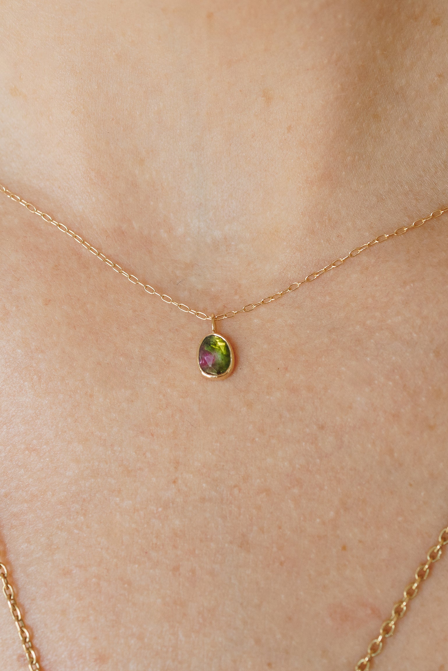 Celine Daoust tourmaline Faye chain necklace in solid 14k yellow gold