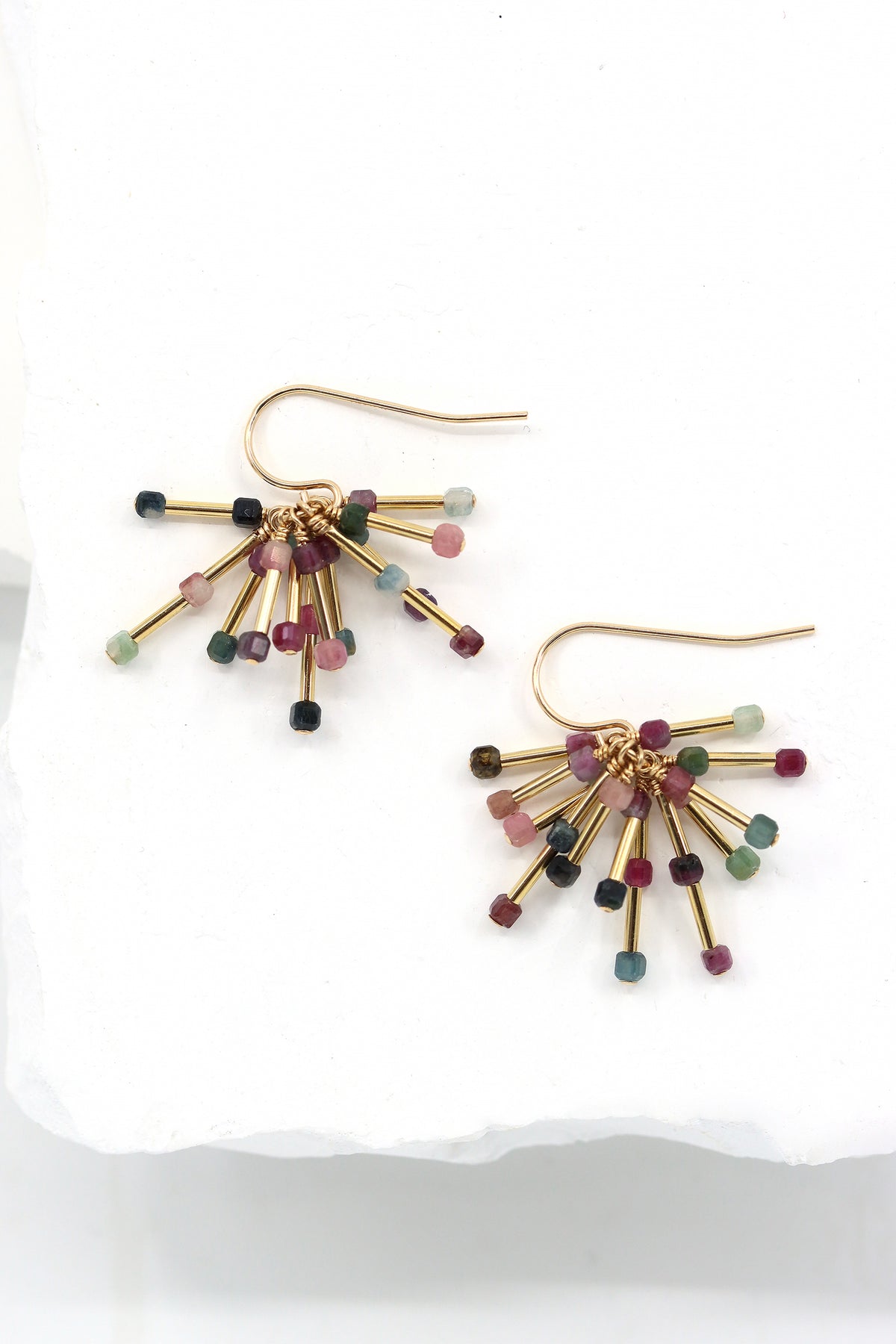 Watermelon Tourmaline Starburst Earrings