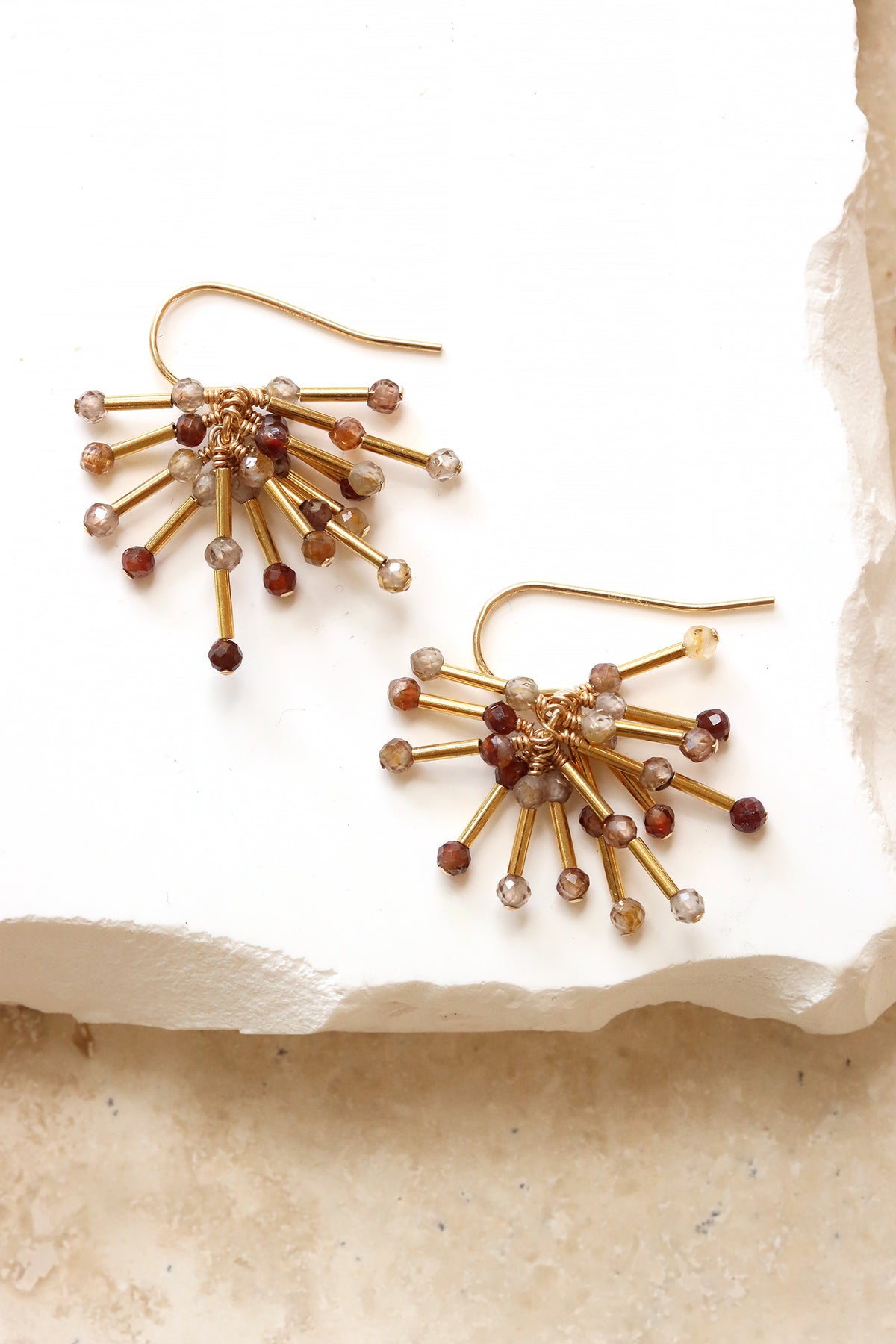 Chocolate Zircon Starburst Earrings
