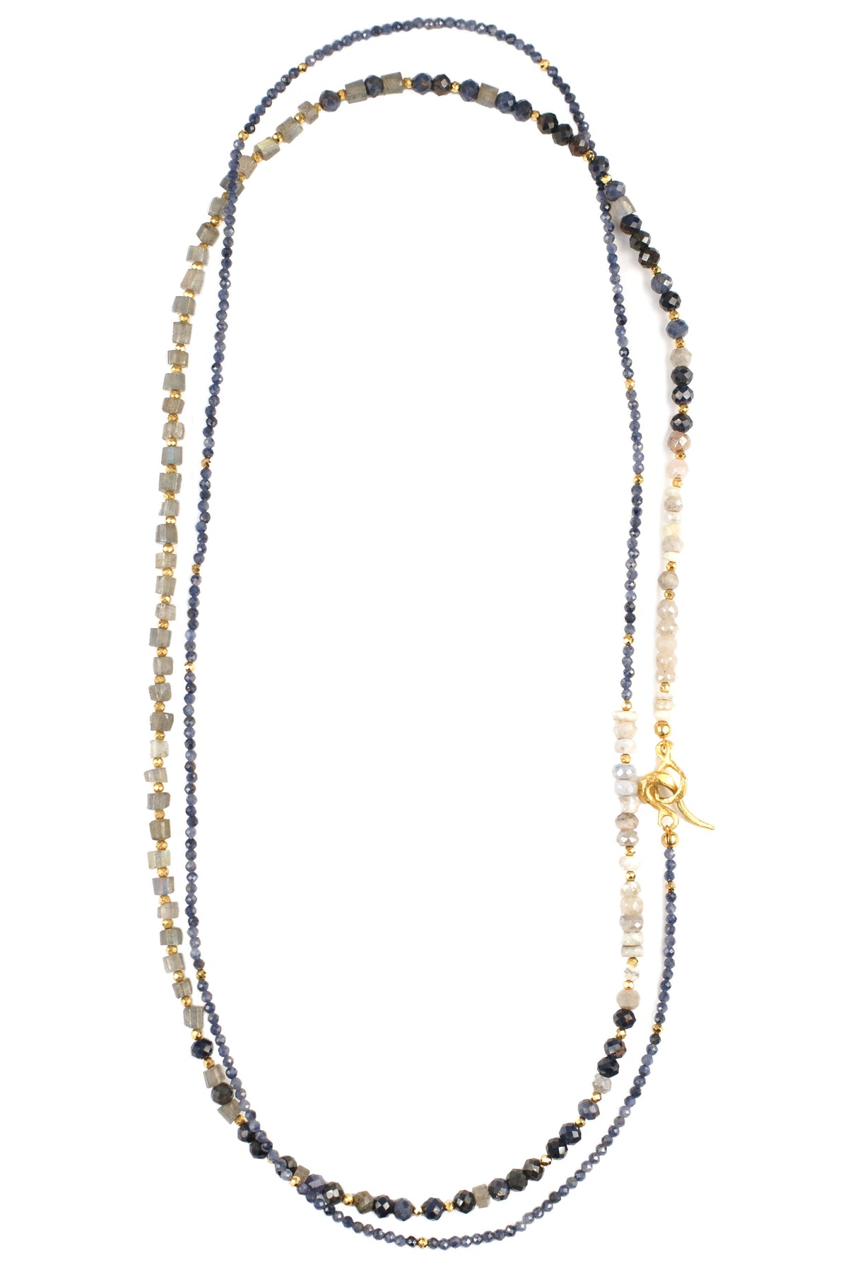 Sapphire, Silverite and Labradorite Layering Necklace
