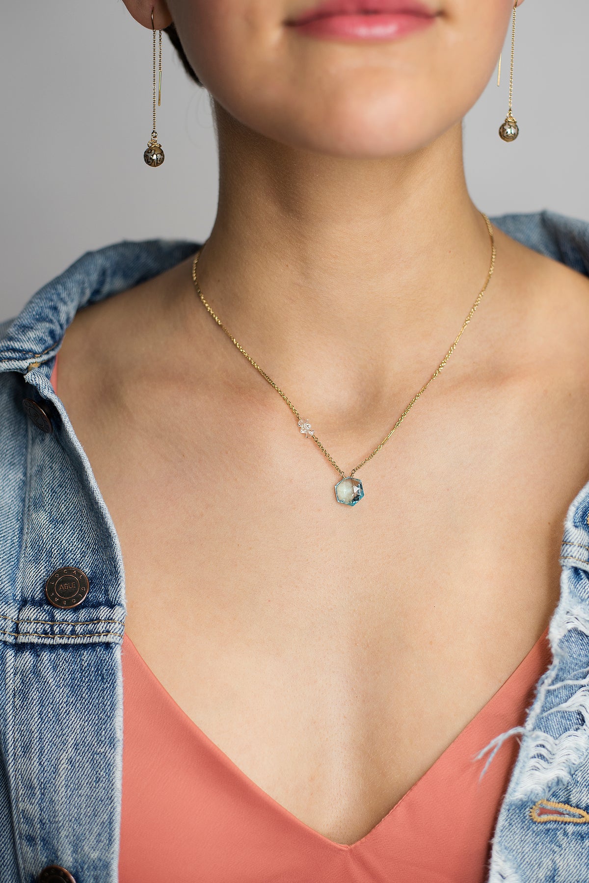 Blue Topaz and Herkimer Necklace