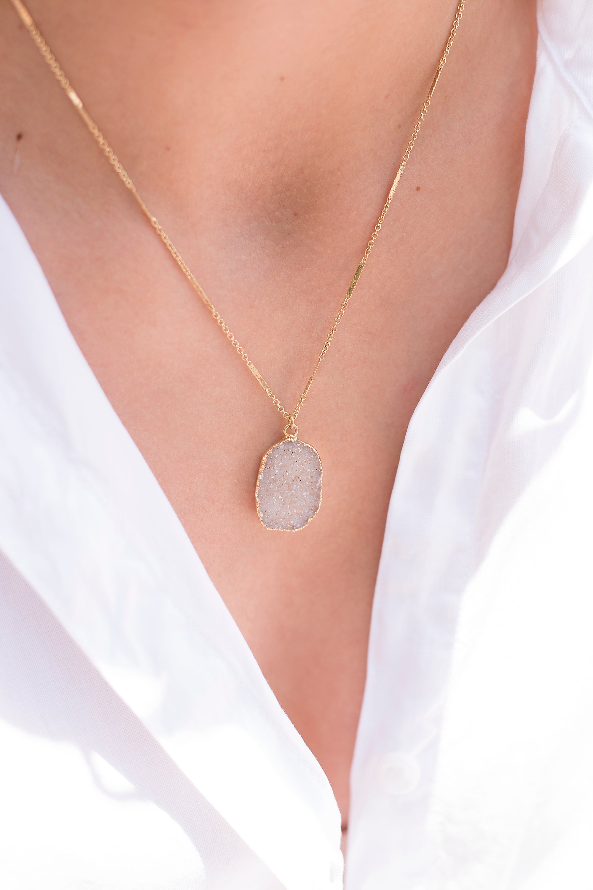 Free Form Druzy Gold Necklace