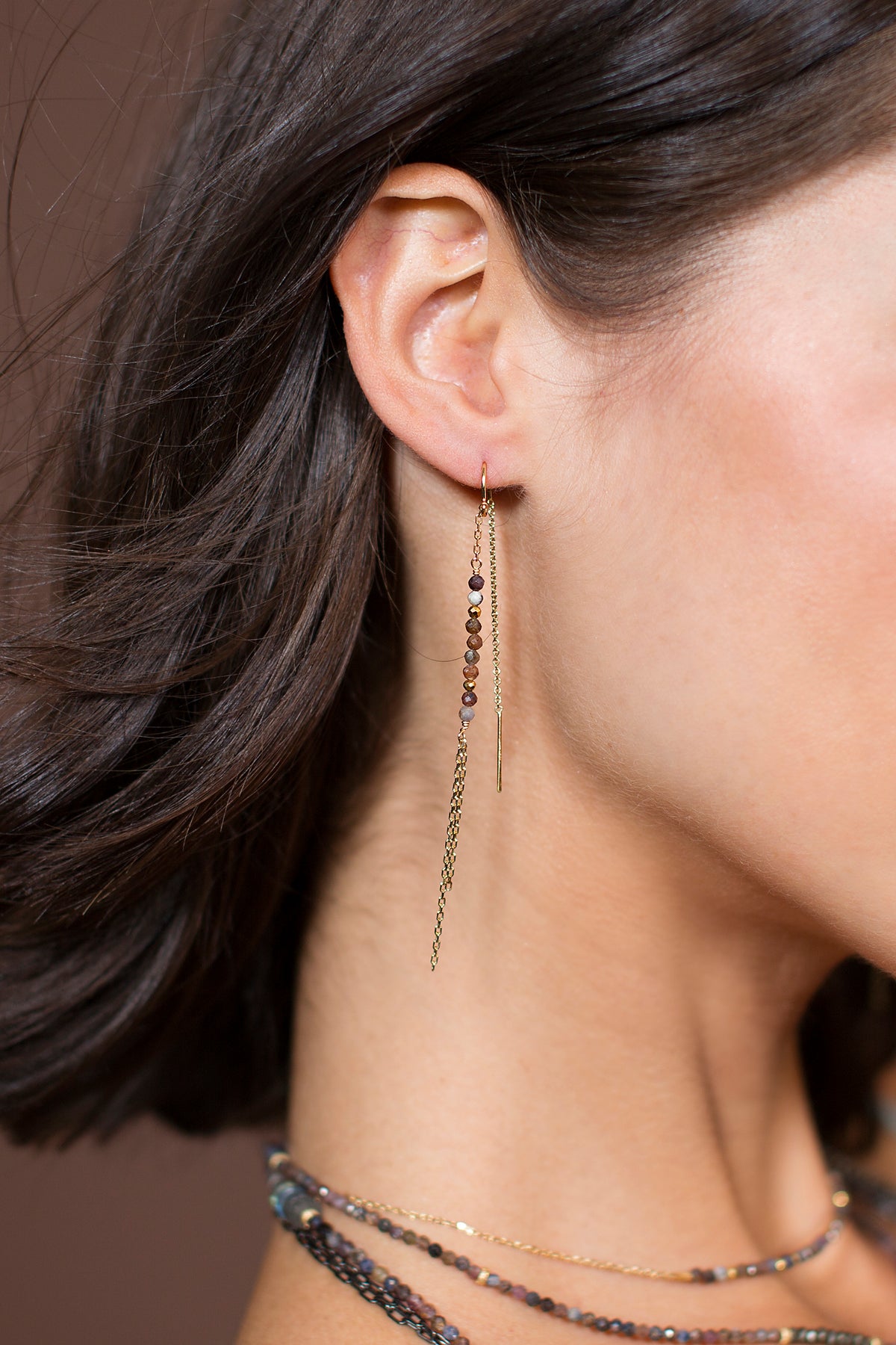 Ruby Sapphire Threader Earrings