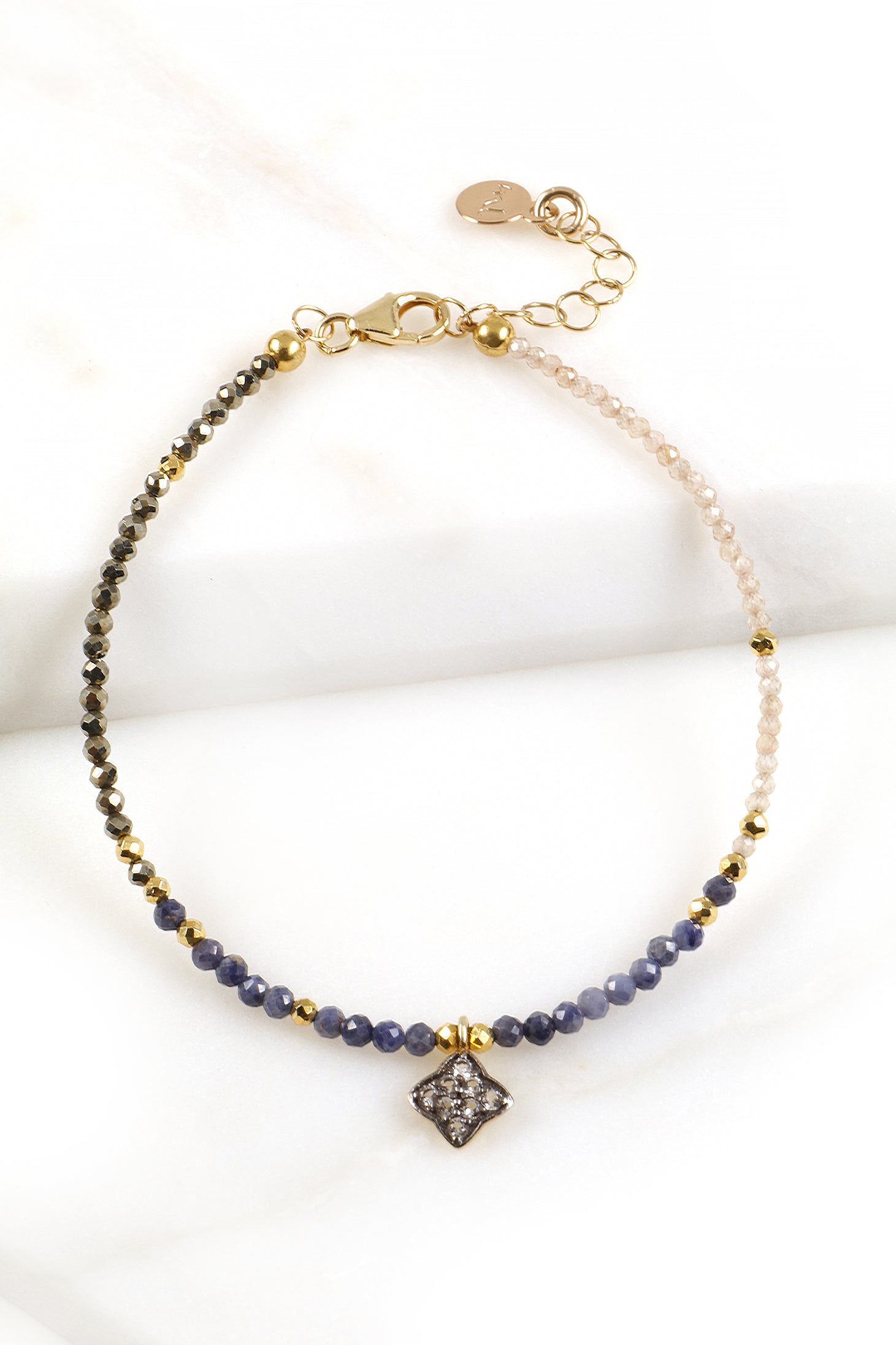 Sapphire Quatrefoil Charm Bracelet