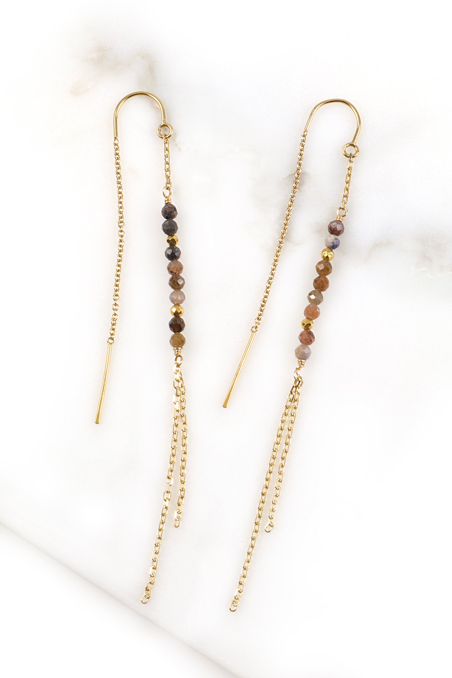 Ruby Sapphire Threader Earrings