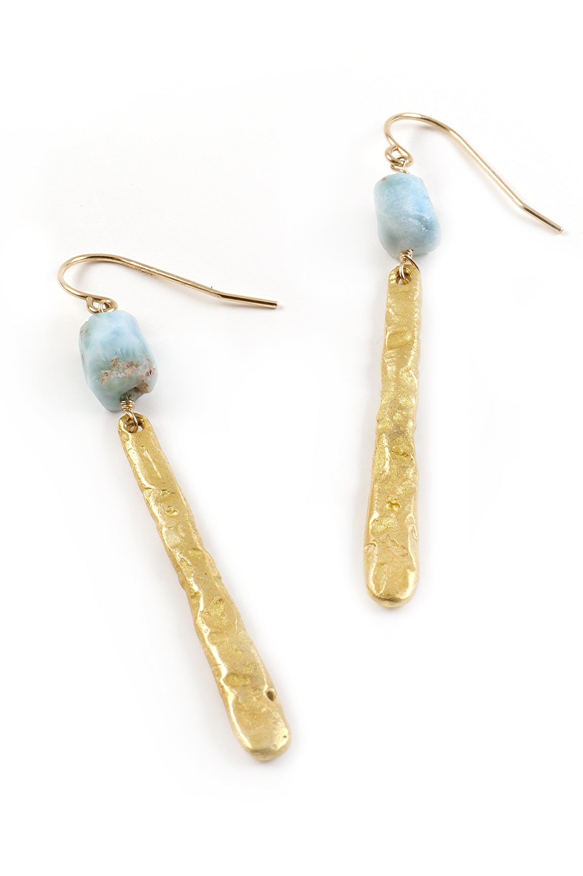 Larimar Gold Branch Earrings