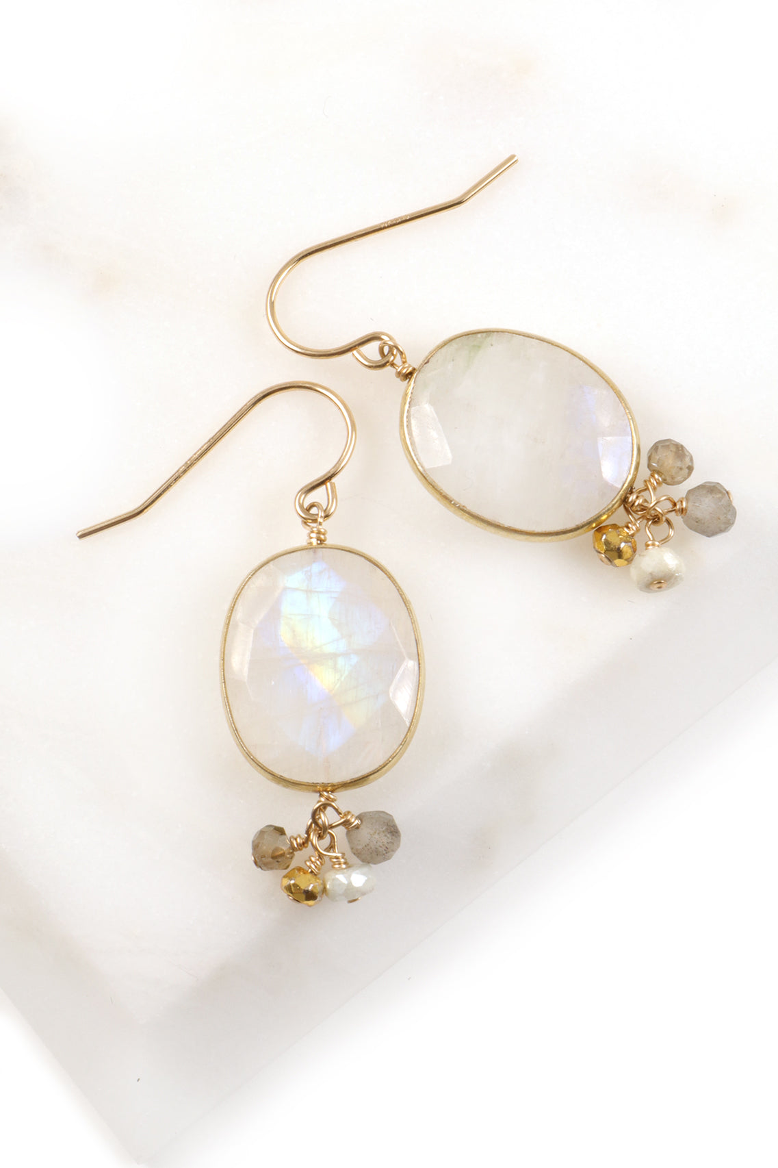 Moonstone cluster earrings