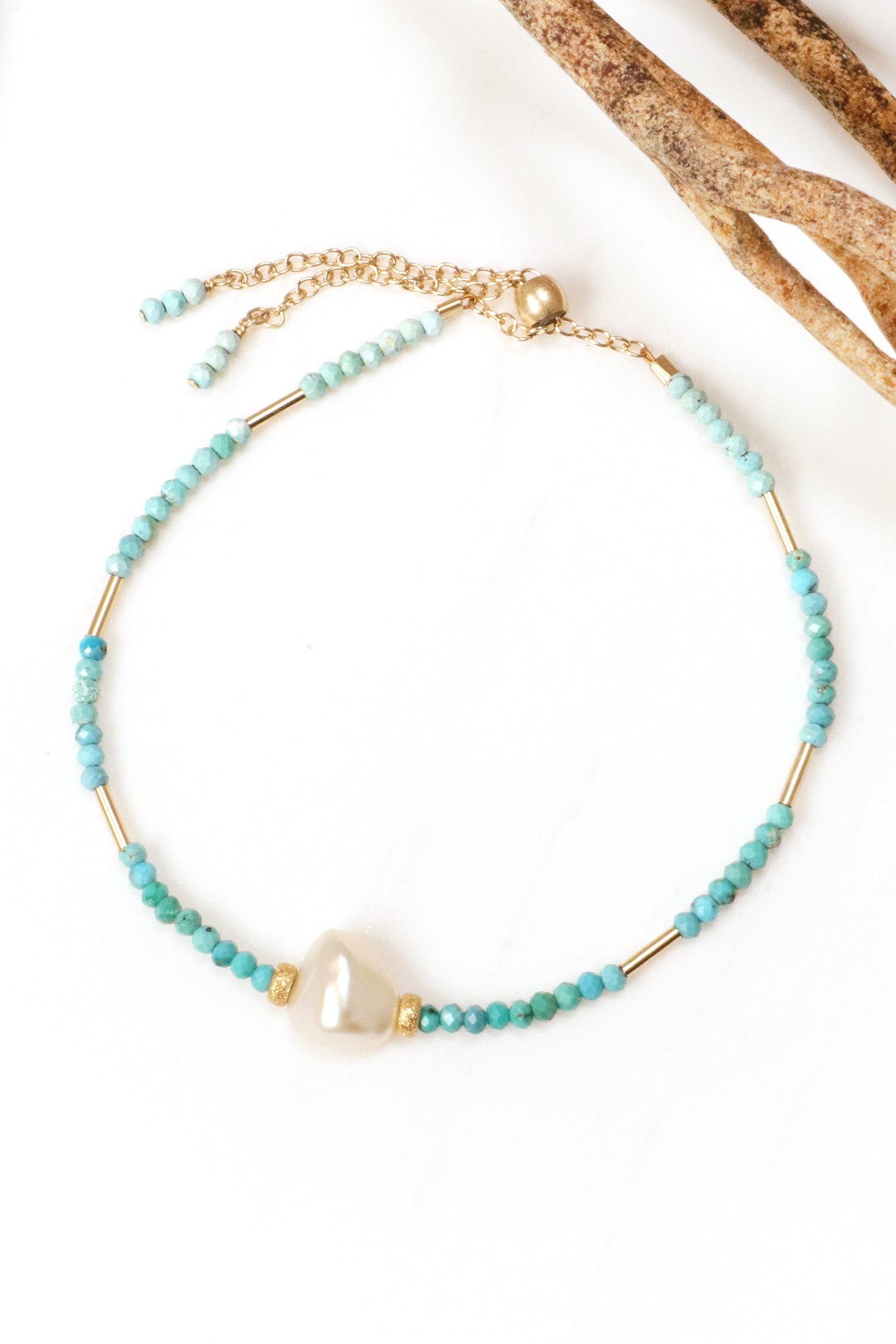 Turquoise Pearl Gold Bracelet