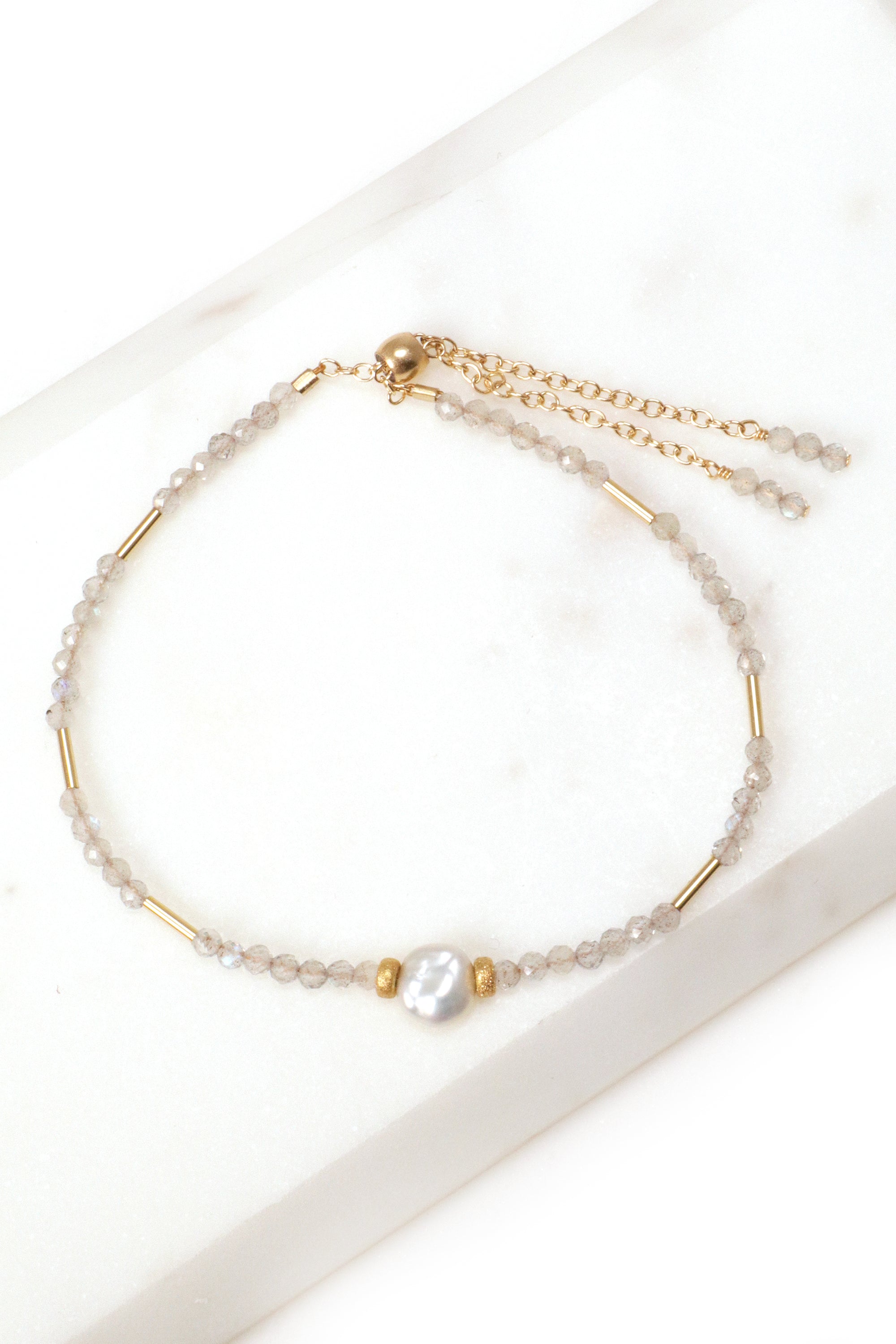 Labradorite Pearl Gold Bracelet