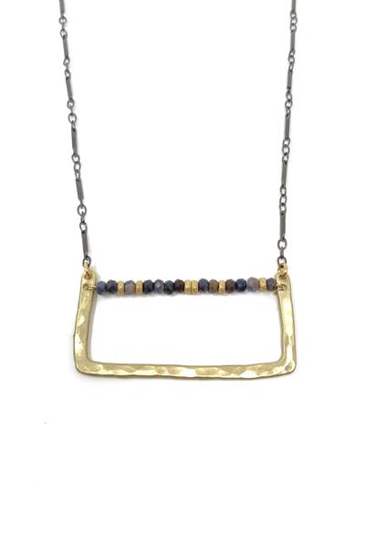Hammered Gold and Sapphire Necklace