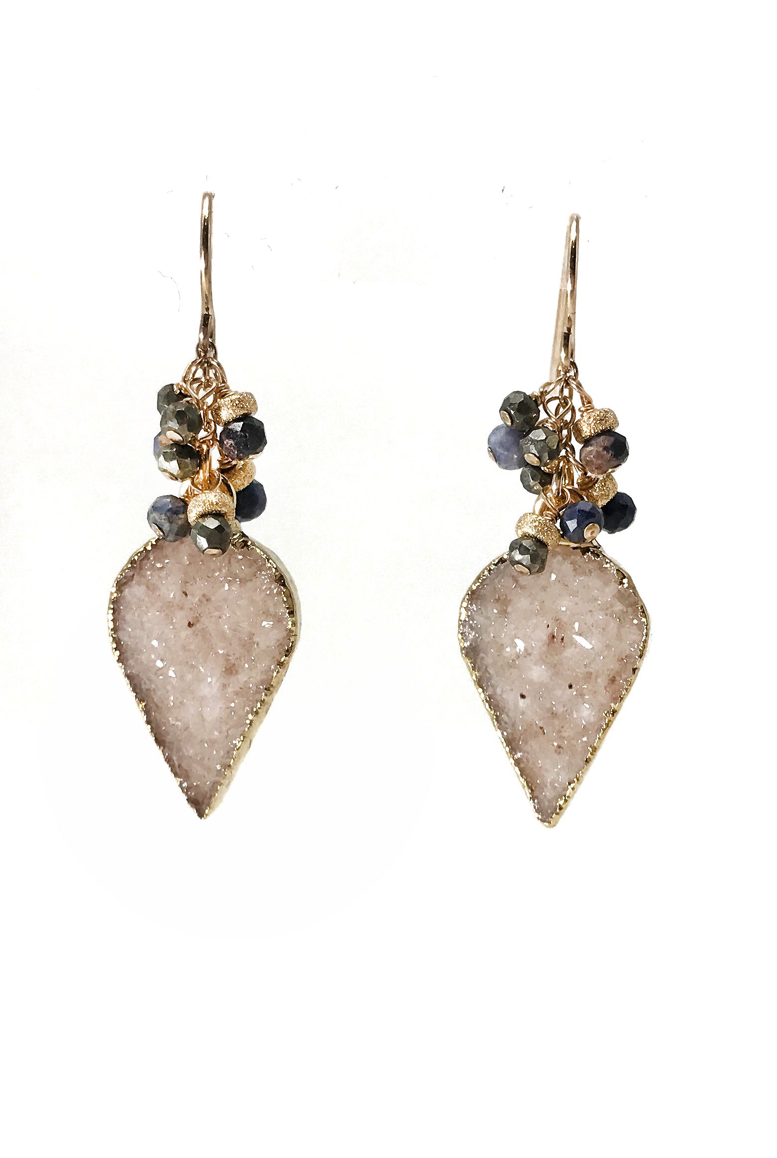 Sapphire and Druzy Cluster Earrings