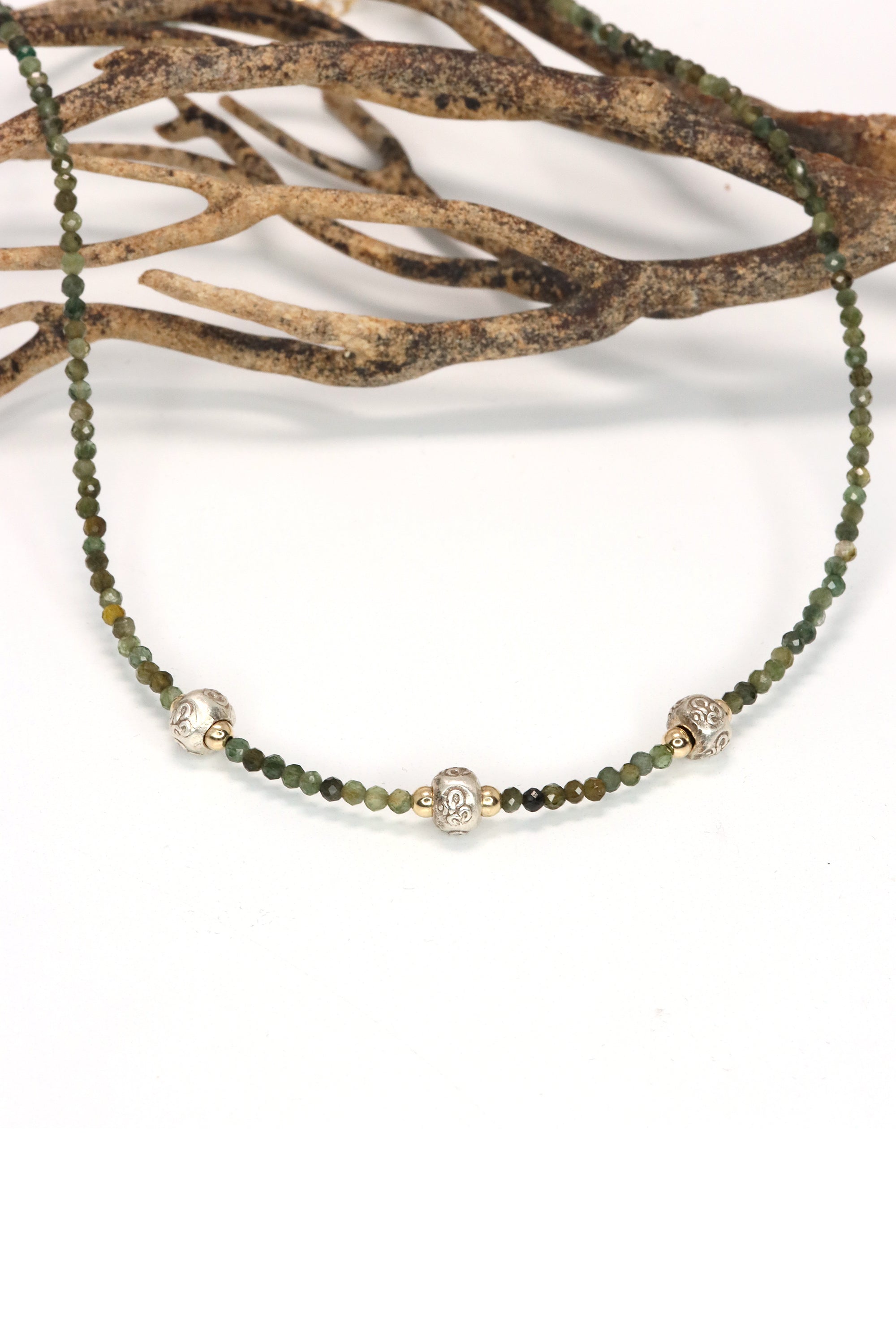 Green Tourmaline Om Trio Necklace