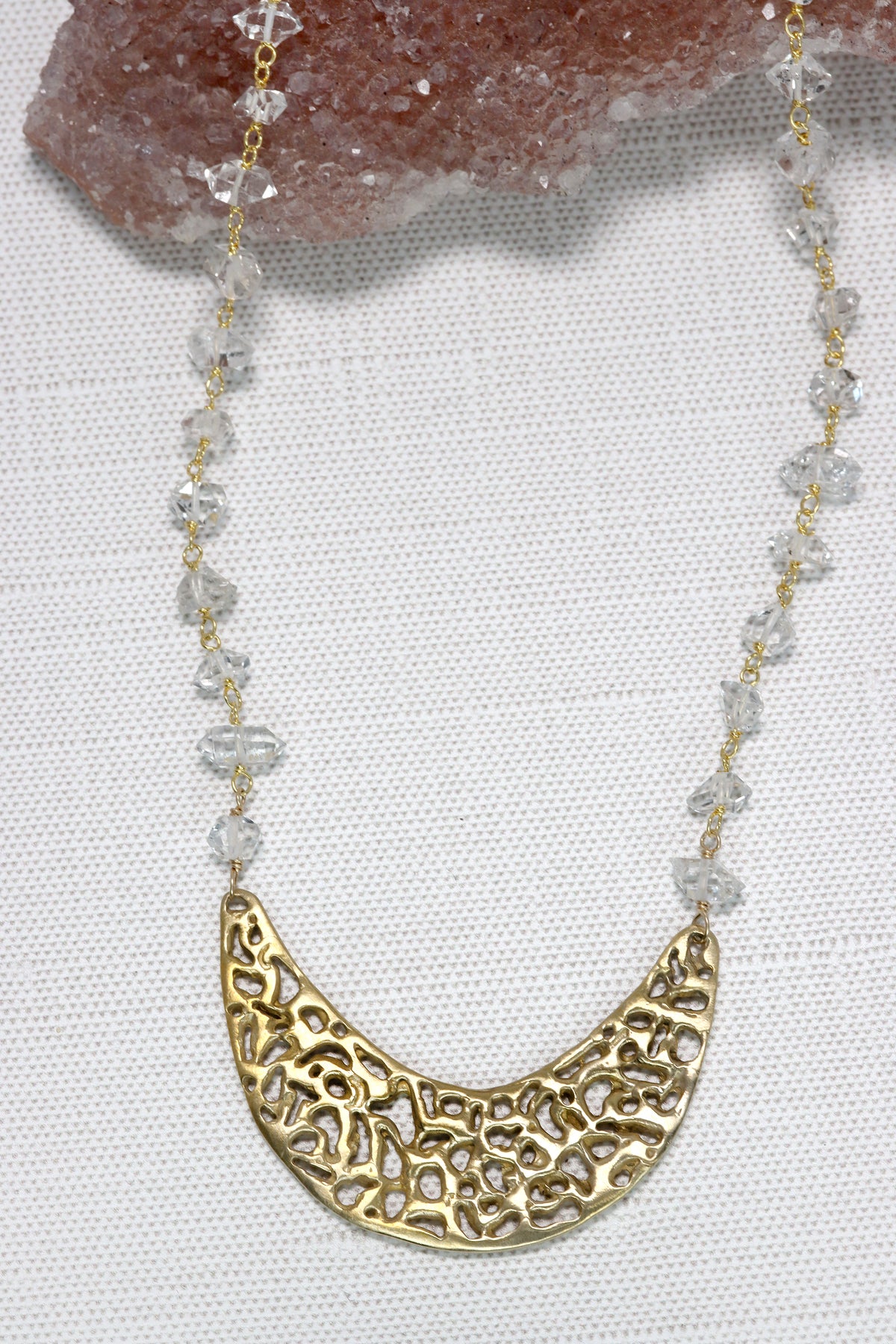 Herkimer Crescent Necklace