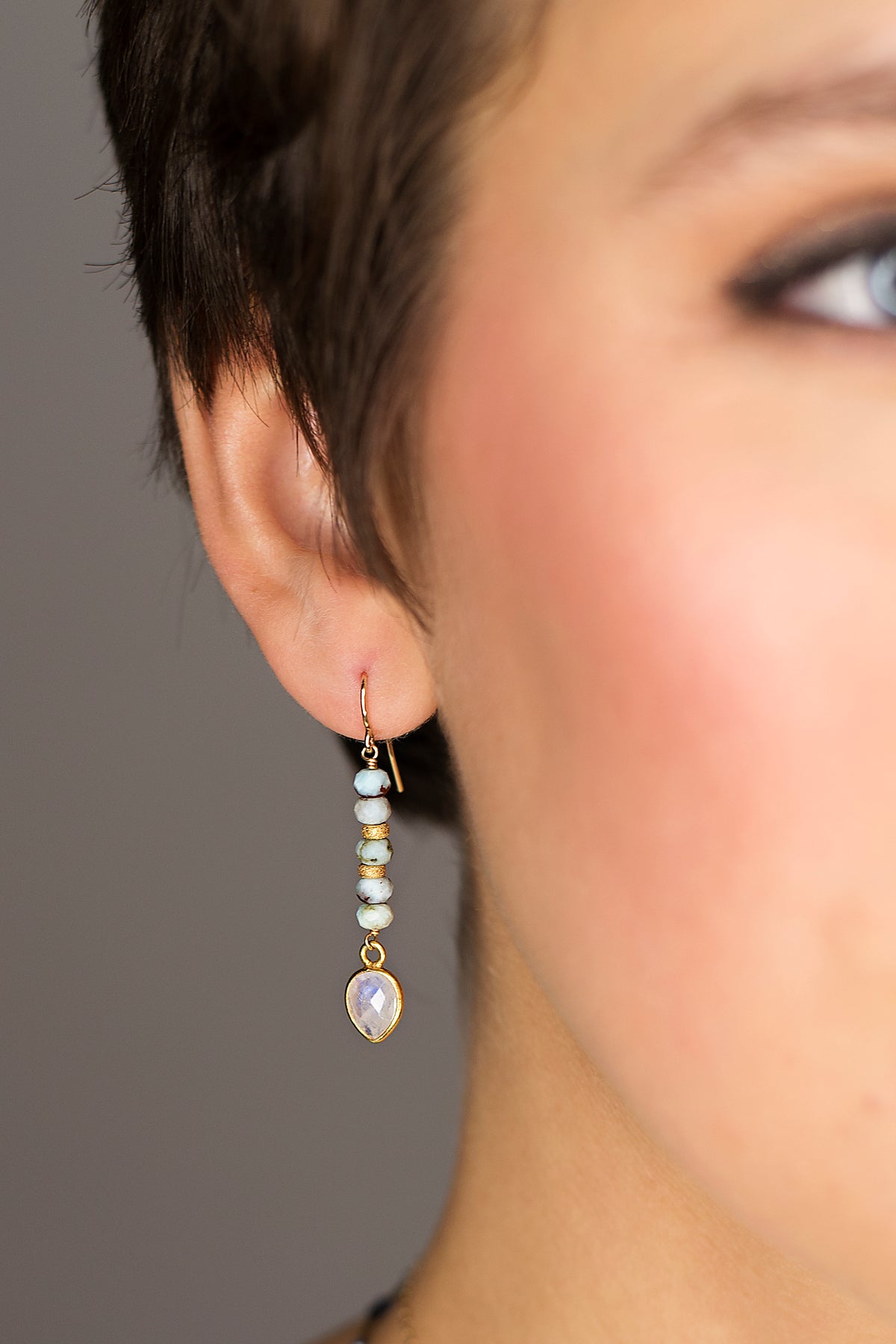 Larimar and Moonstone Earrings