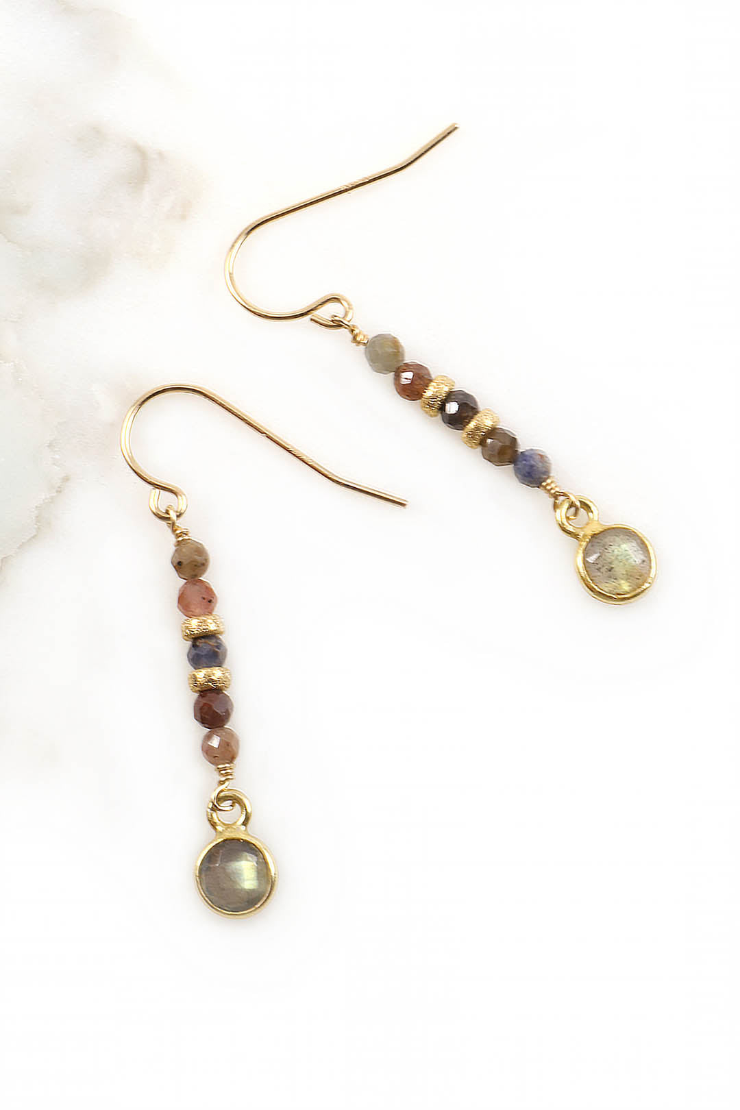 Ruby Sapphire and Labradorite Earrings
